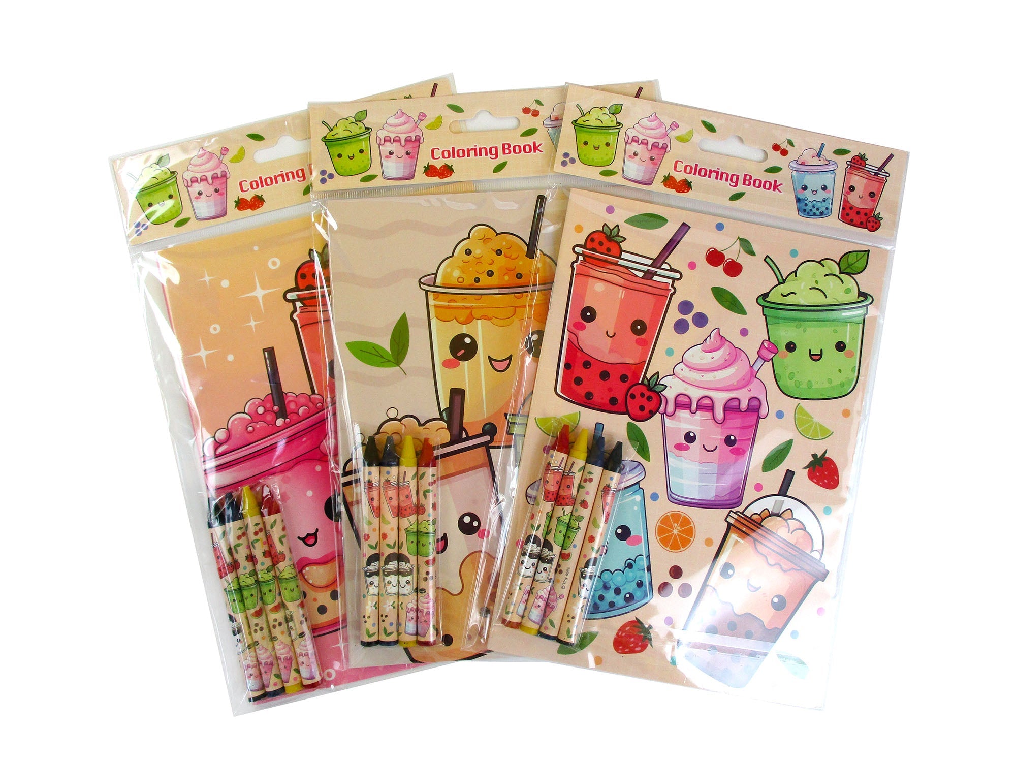 Boba Coloring Books With Crayons Party Favors - Set Of 6 Or 12