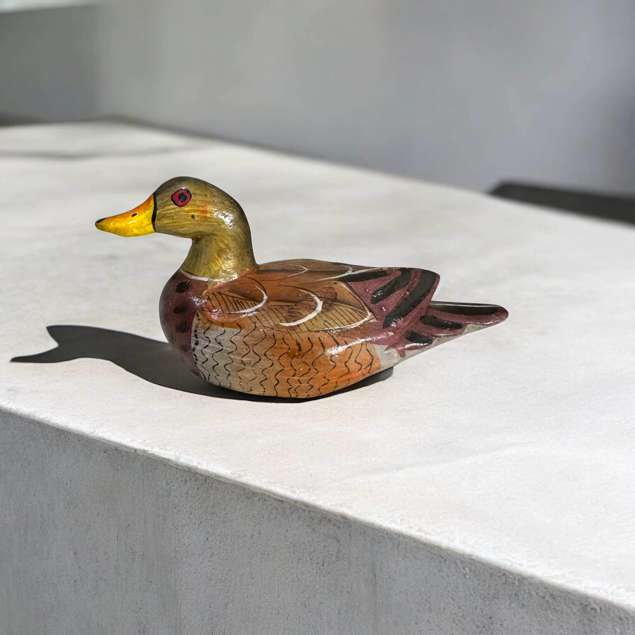 Artisan Hand-painted Wooden Duck