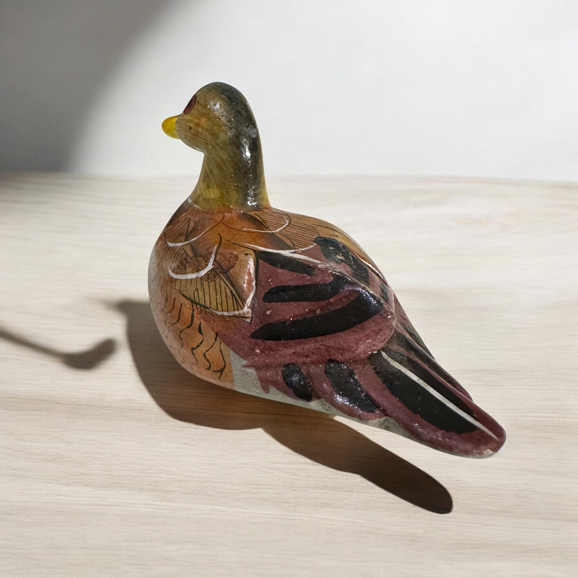 Artisan Hand-painted Wooden Duck