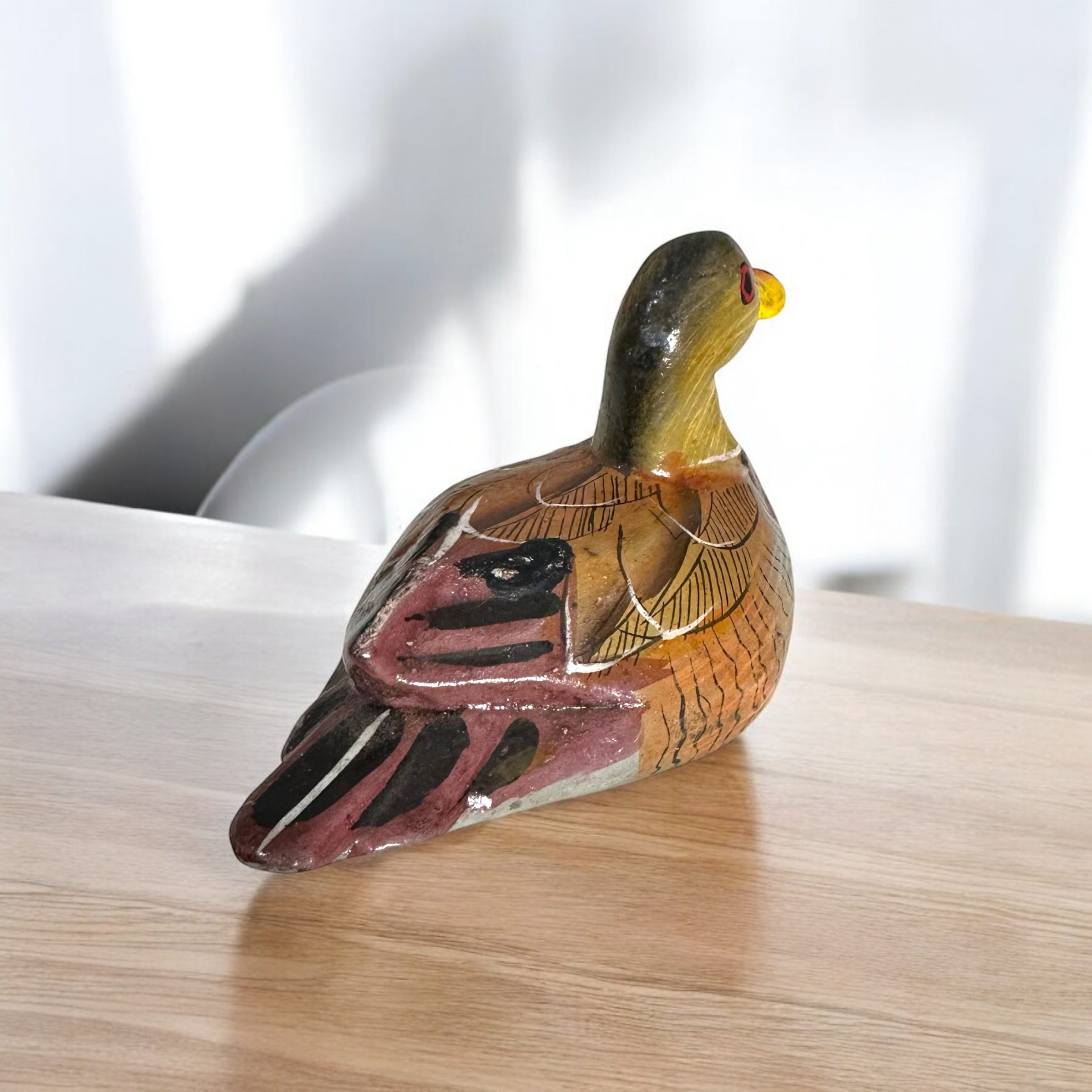 Artisan Hand-painted Wooden Duck