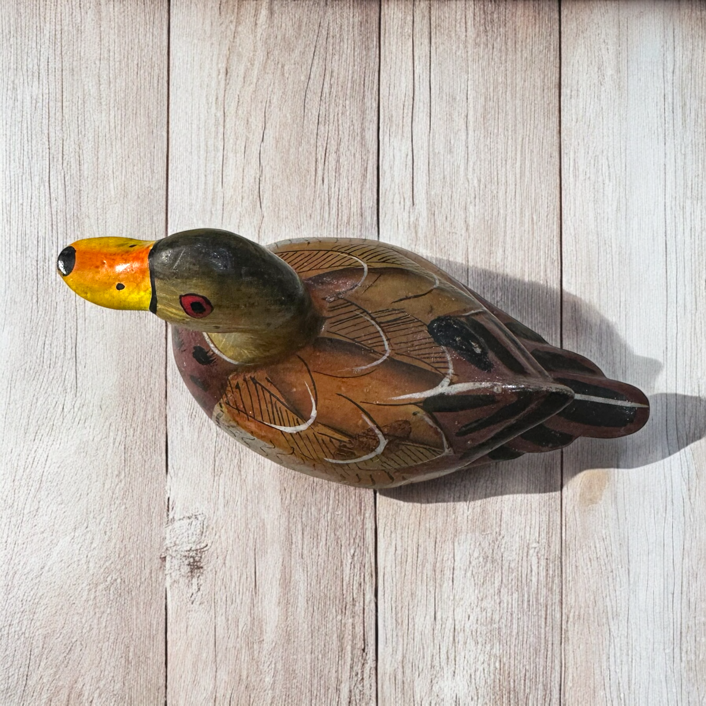 Artisan Hand-painted Wooden Duck