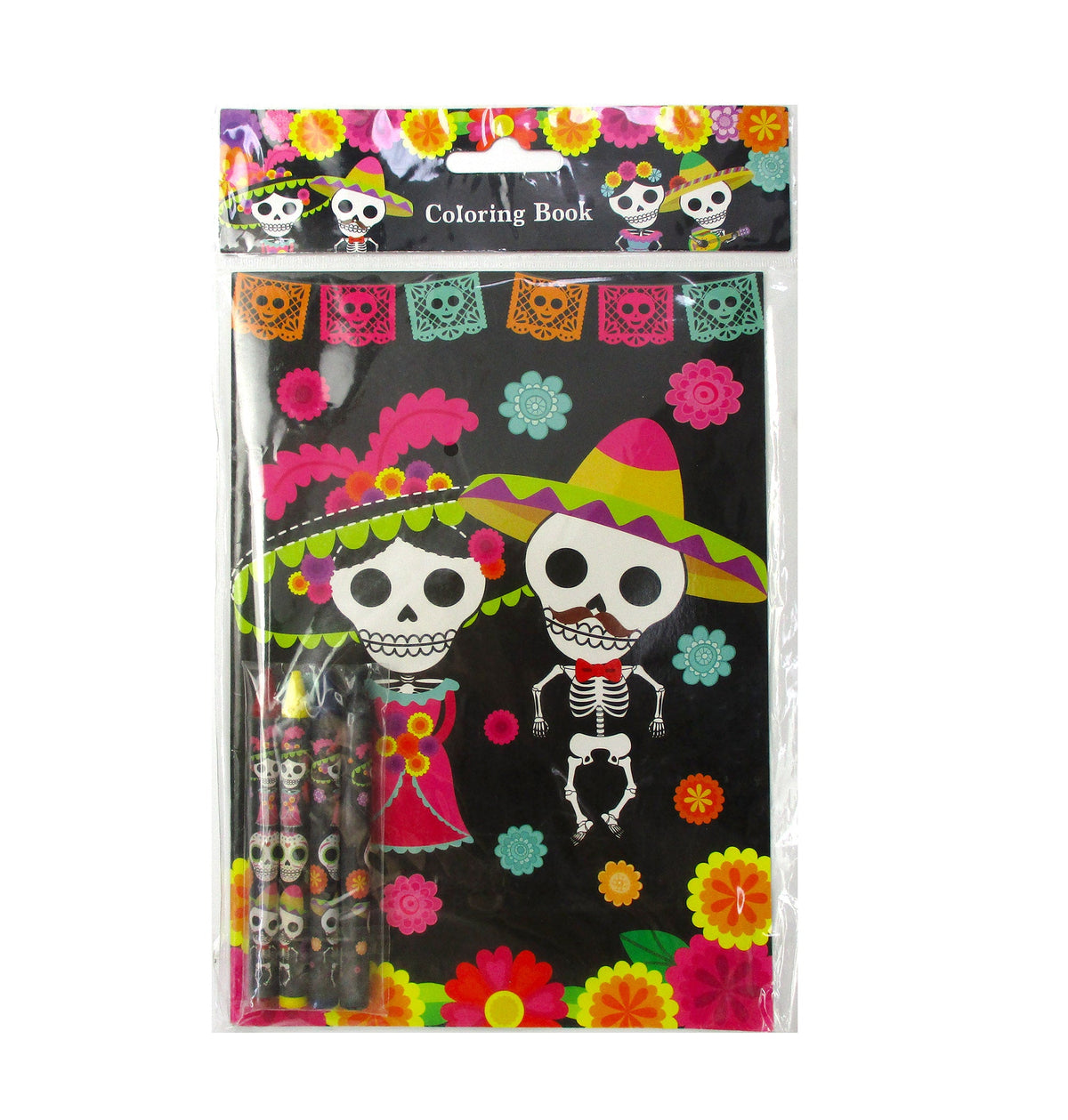 Day Of The Dead Coloring Books With Crayons Party Favors - Set Of 6 Or 12