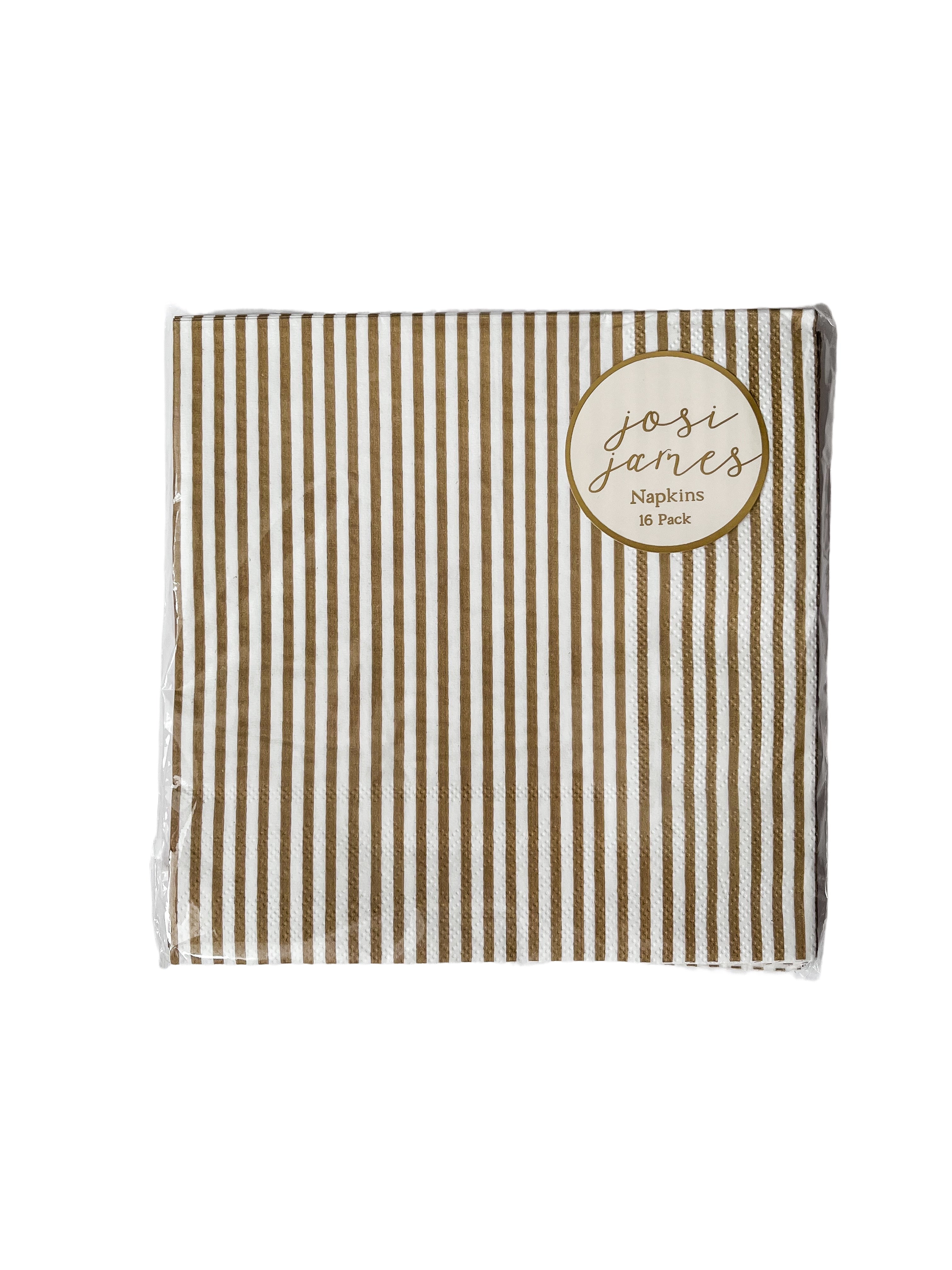 Pinstripe Gold Matte Large Napkin (set Of 16)