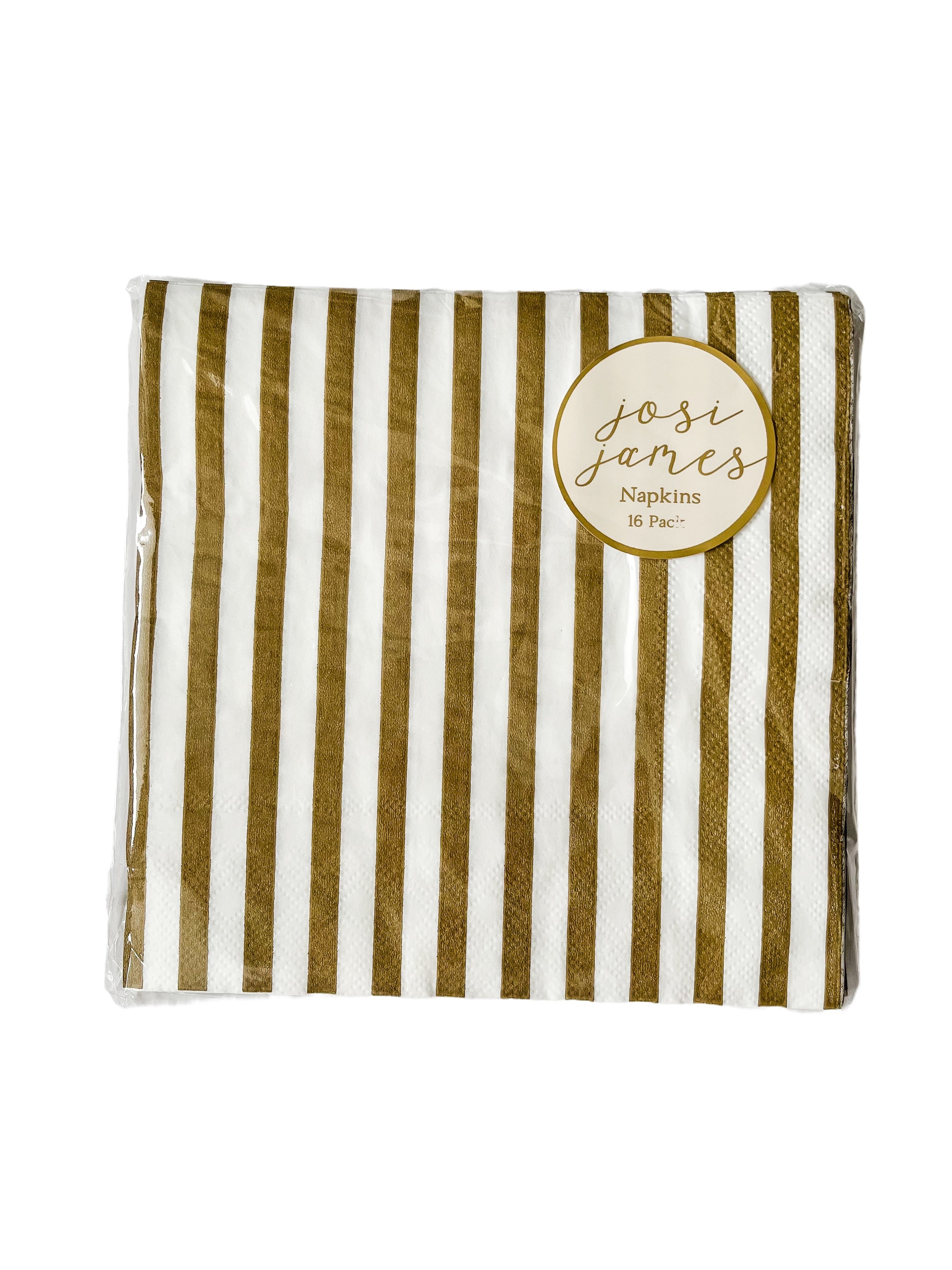 Classic Stripe Gold Matte  Large Napkin (set Of 16)