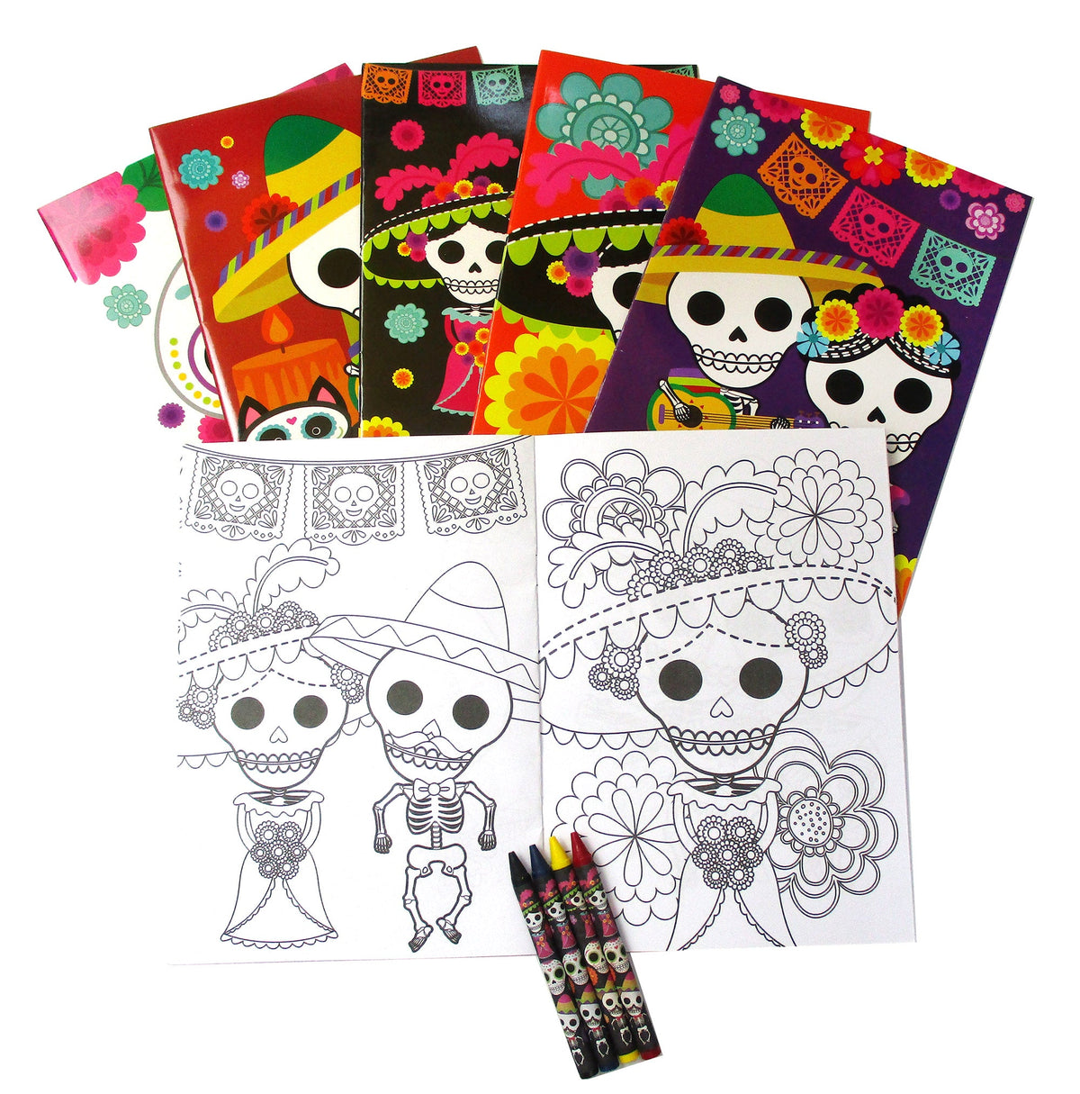 Day Of The Dead Coloring Books With Crayons Party Favors - Set Of 6 Or 12