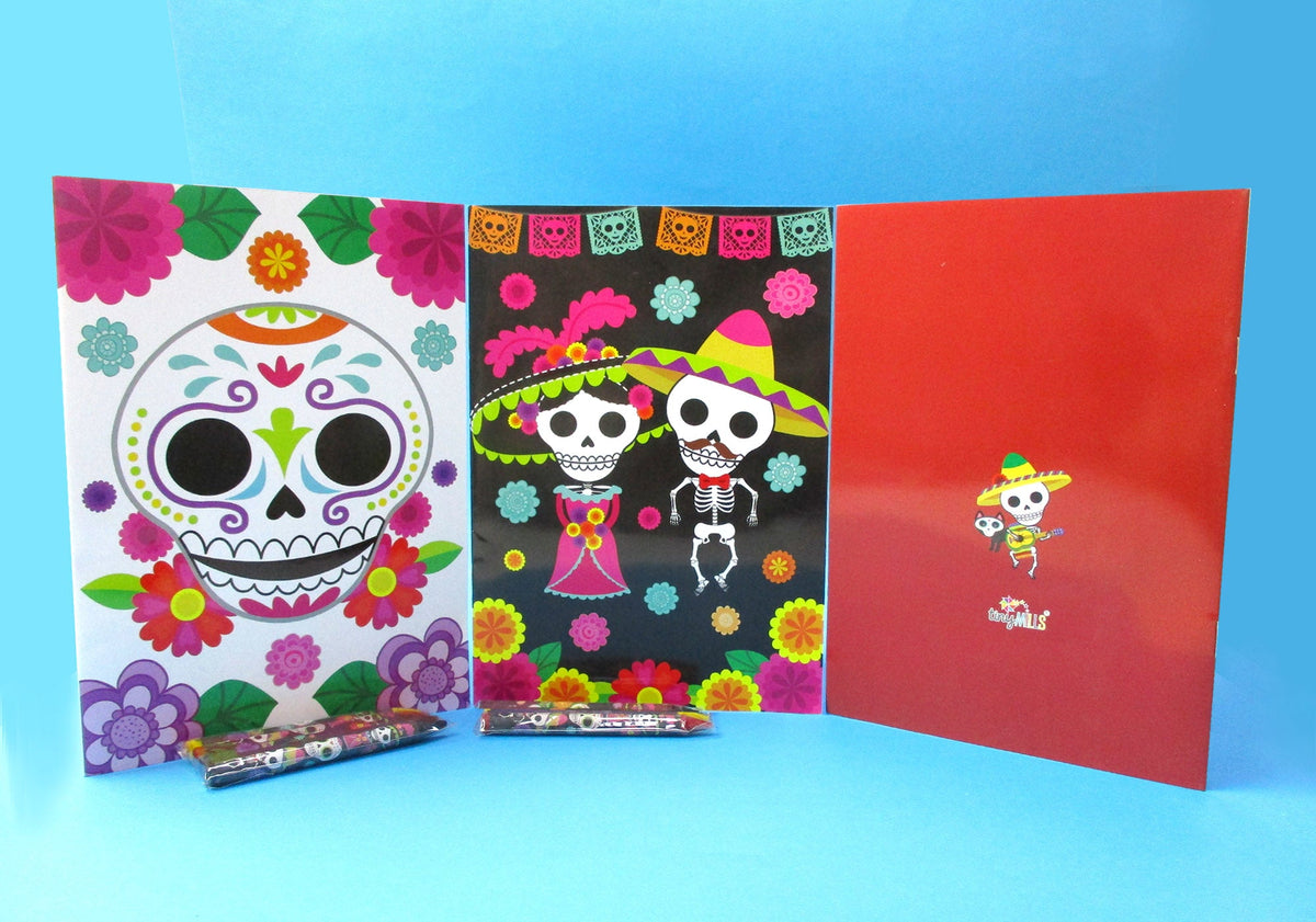 Day Of The Dead Coloring Books With Crayons Party Favors - Set Of 6 Or 12