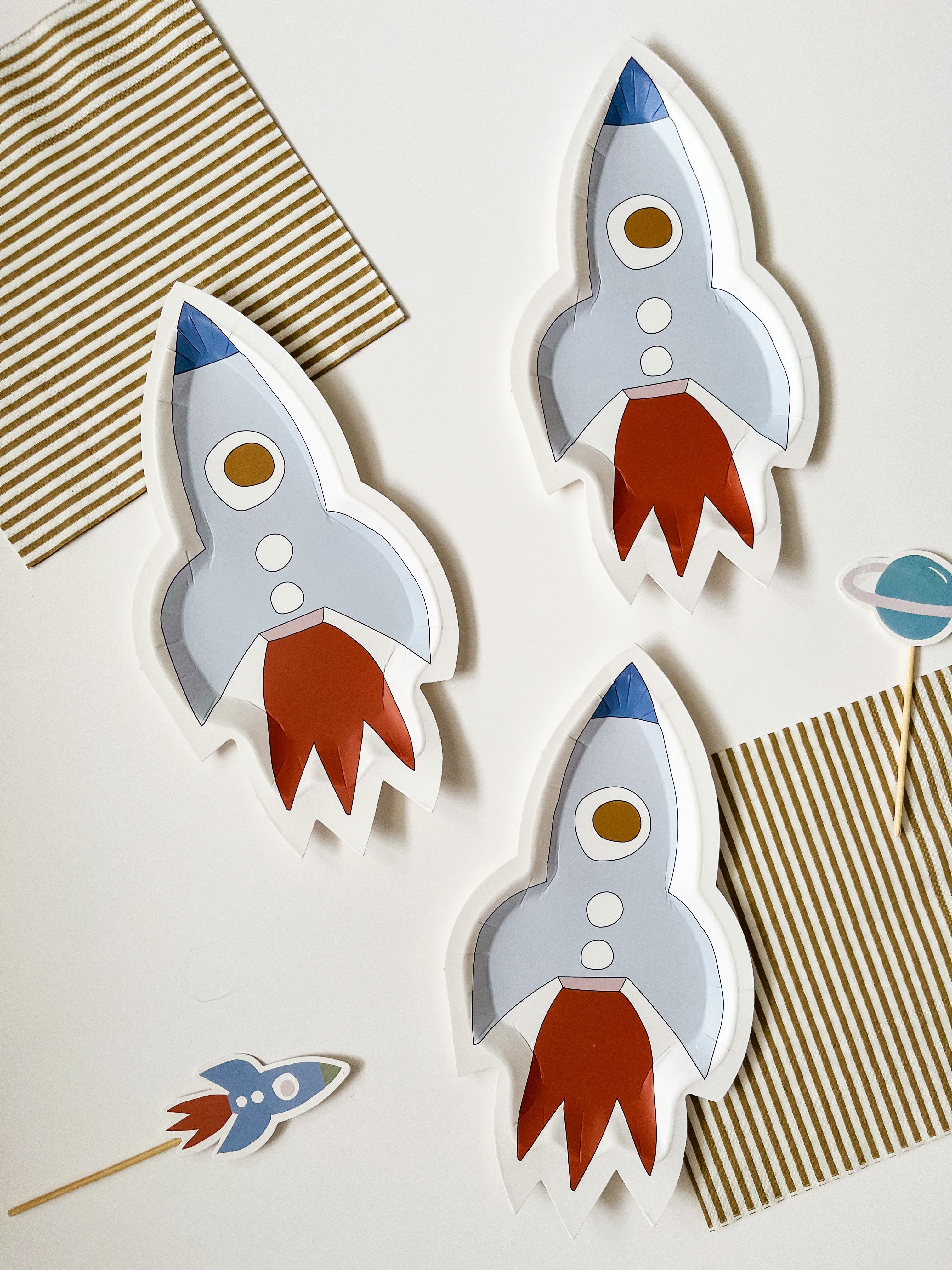 Mini Rocketship Snack Plate (set Of 8)