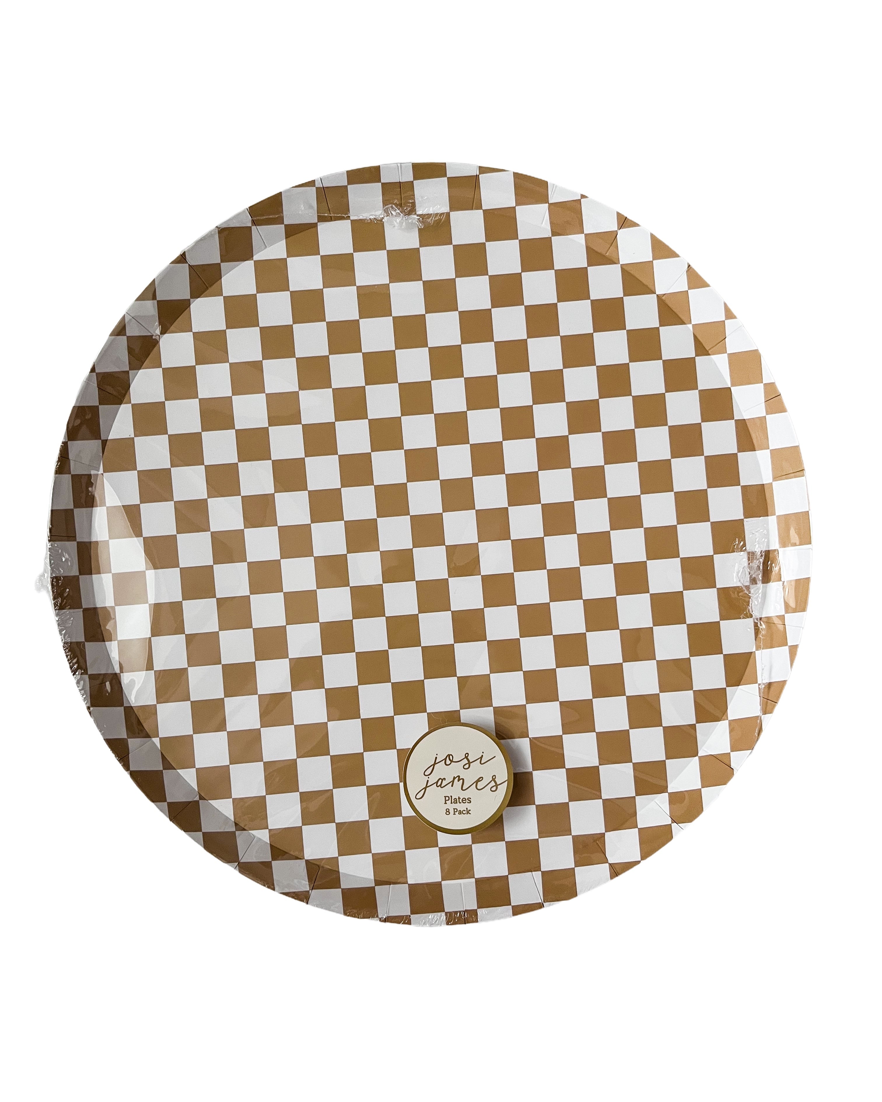 Checkered Gold Matte Plate, Xl (set Of 8)