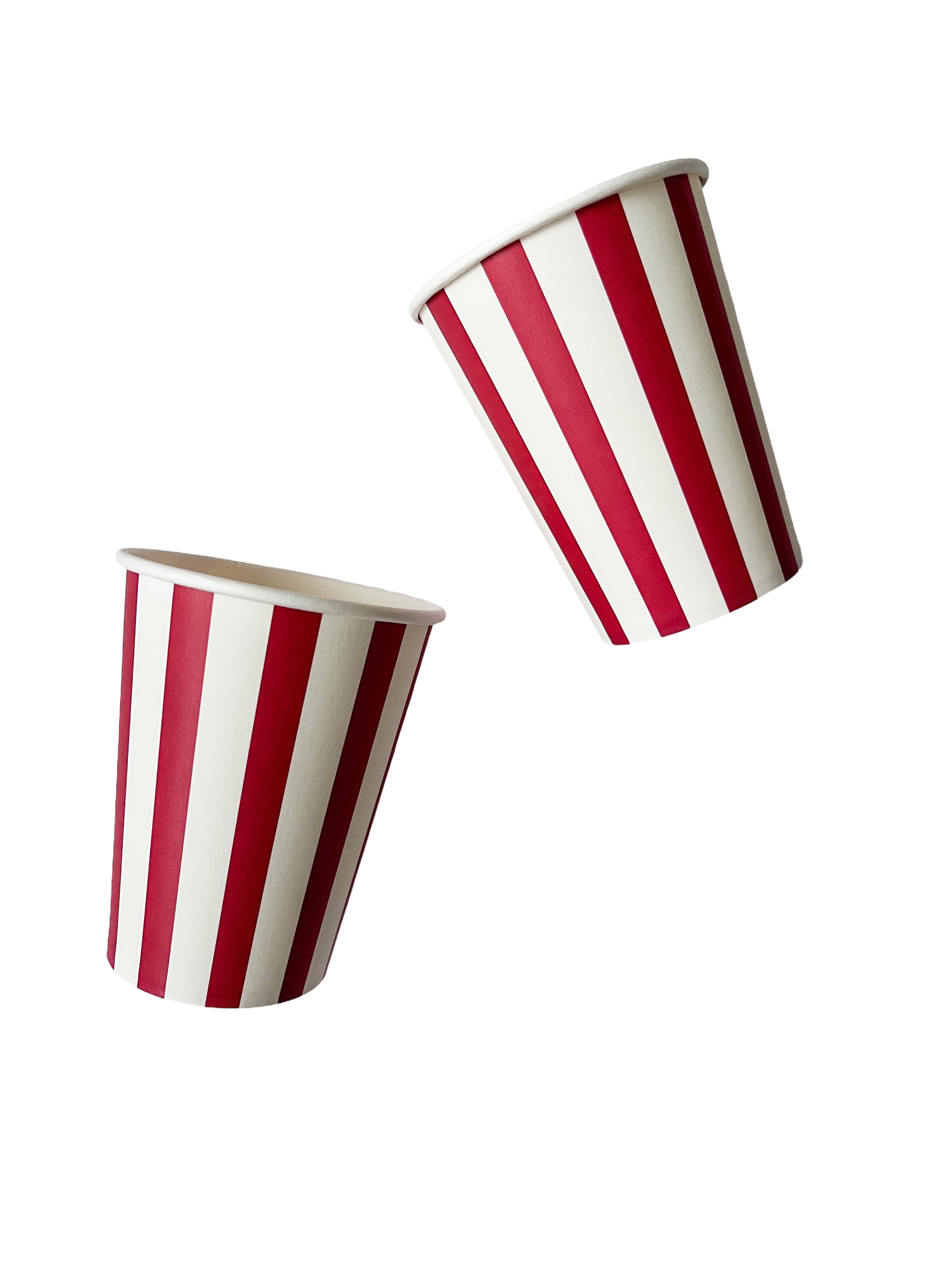 Red Striped Cups (set Of 8)