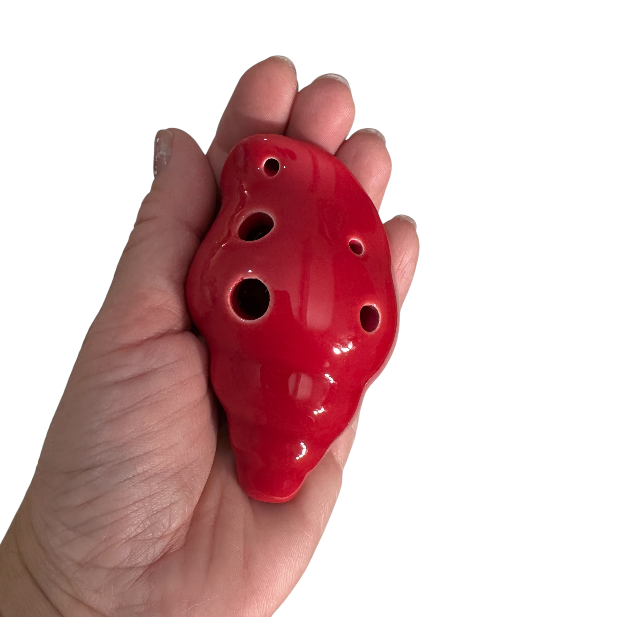 Handcrafted Red Seashell Ceramic Ocarina – Musical Instrument