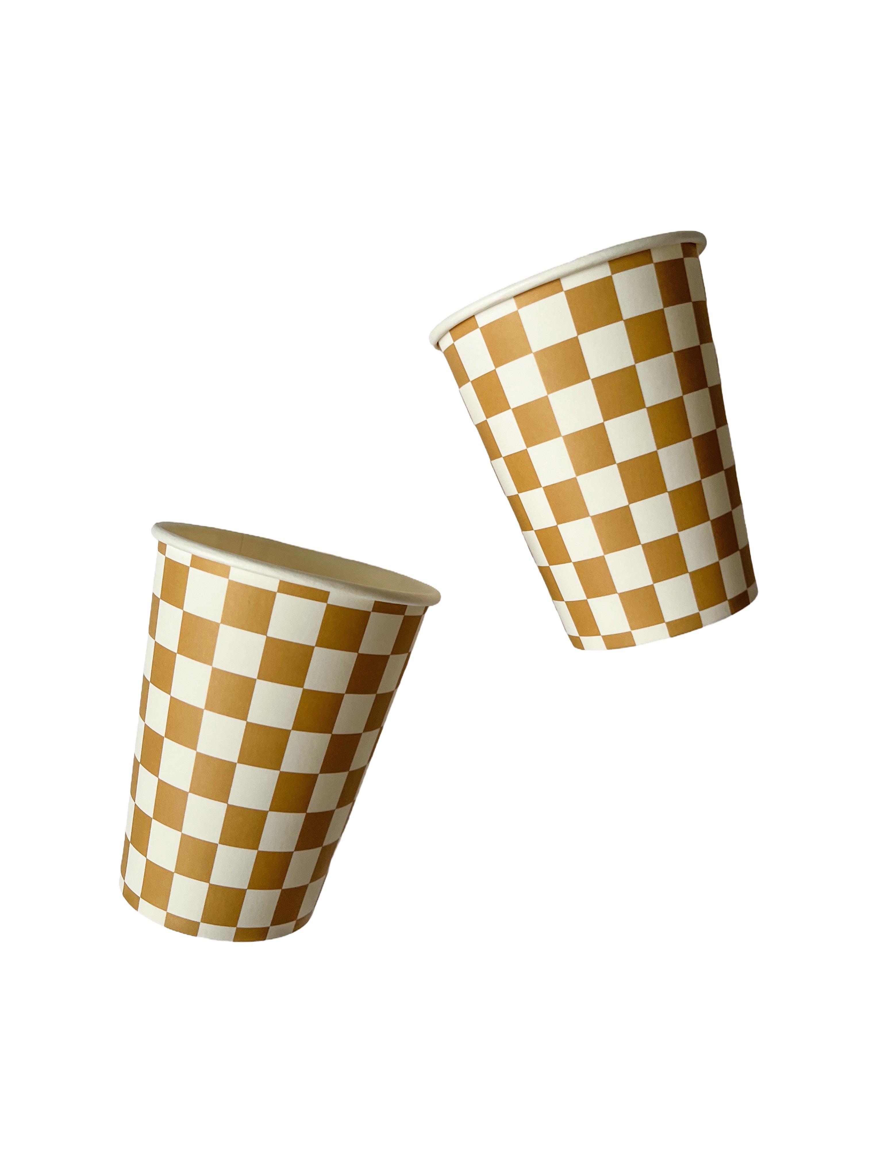 Checkered Gold Matte Cups (set Of 8)