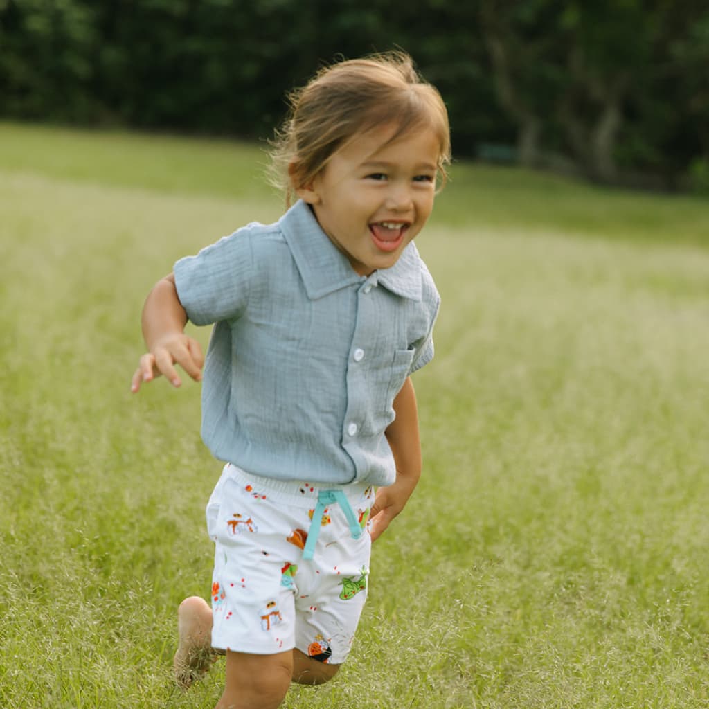 Island Mixed Plate Bamboo Drawstring Shorts