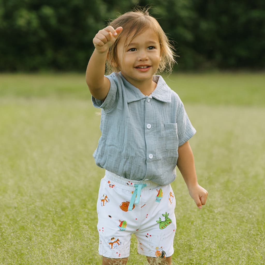 Island Mixed Plate Bamboo Drawstring Shorts