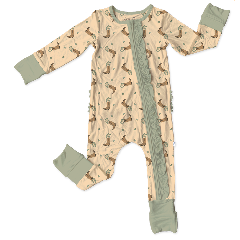 Indiana Bamboo Ruffle Convertible Footie (pre-order)