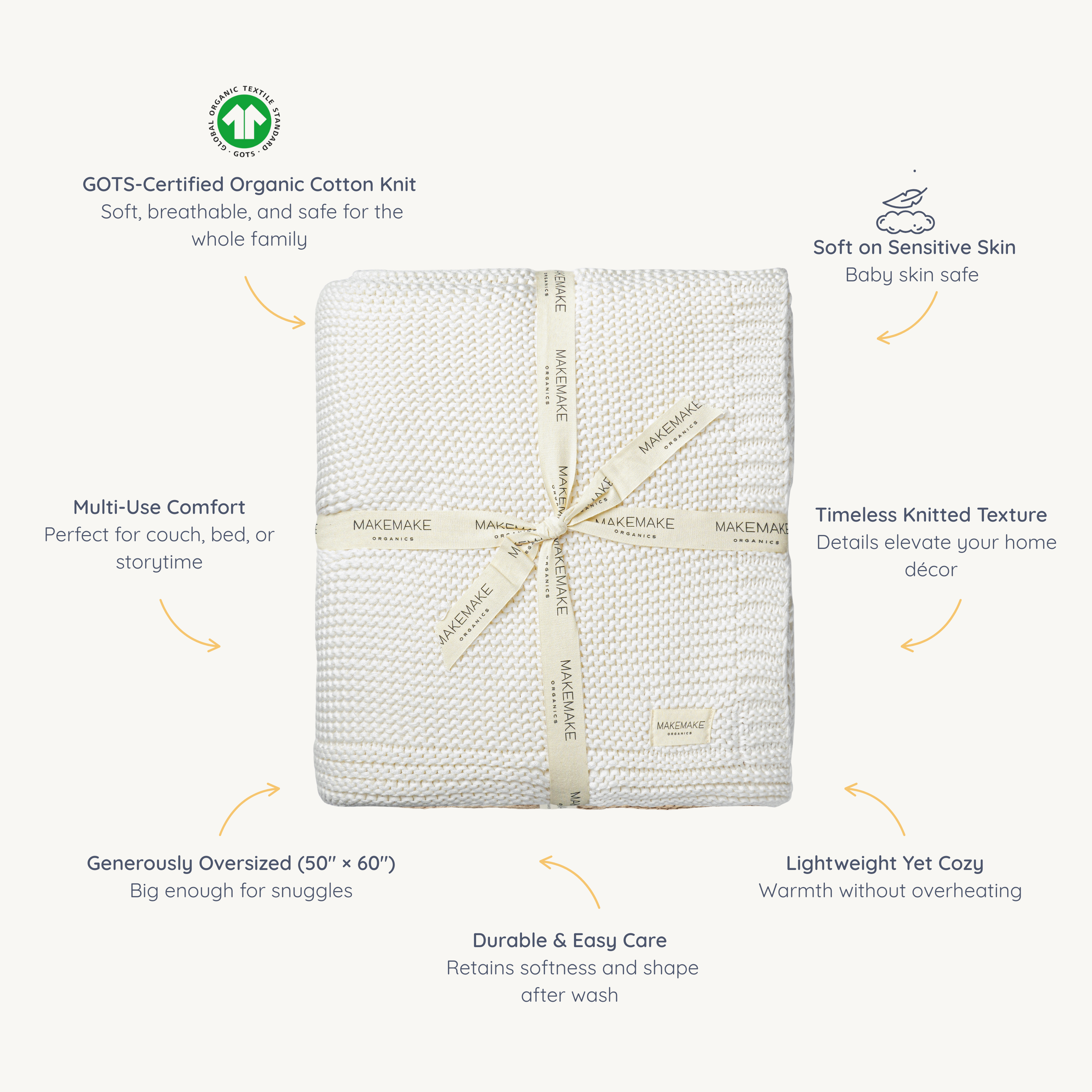 Organic Knit Throw Blanket - Ivory