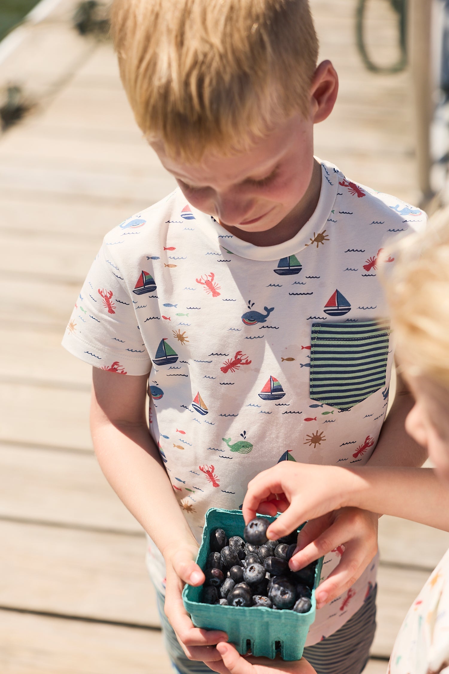 Pocket Tee - Casco Bay Harbor Blue Stripe