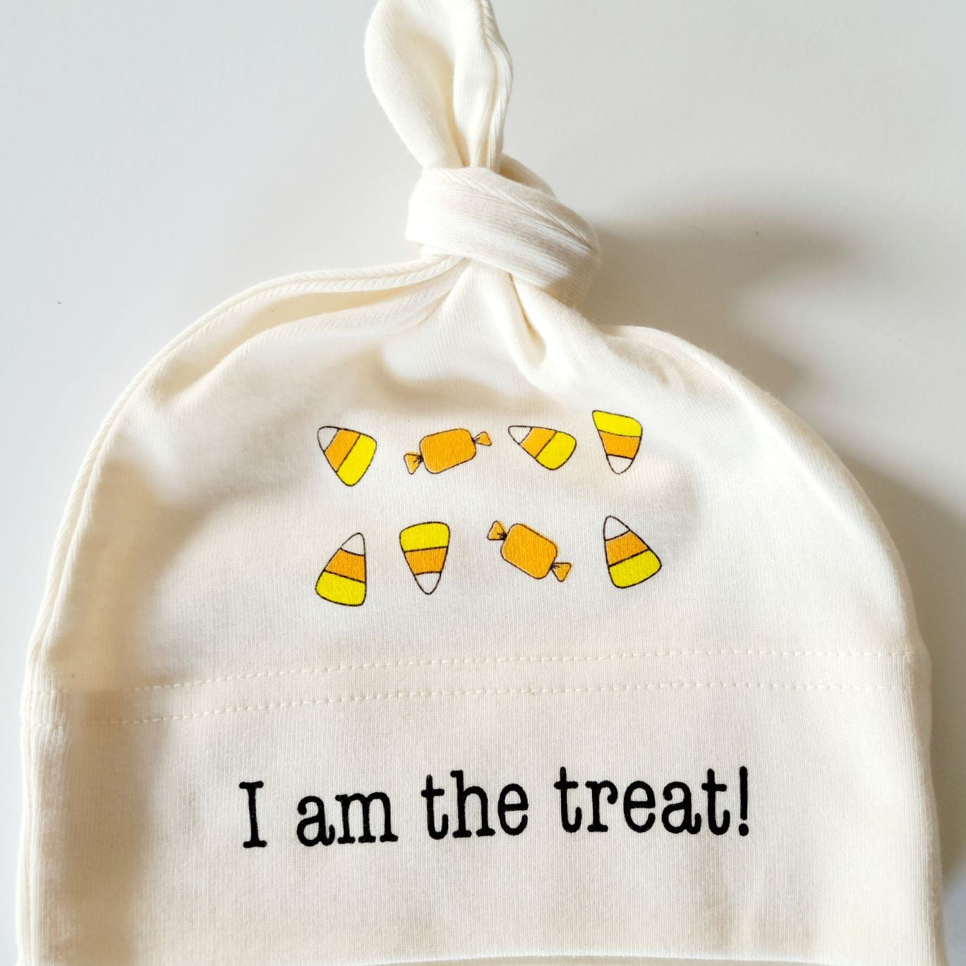 Halloween I Am The Treat Candy Corn Baby Hat