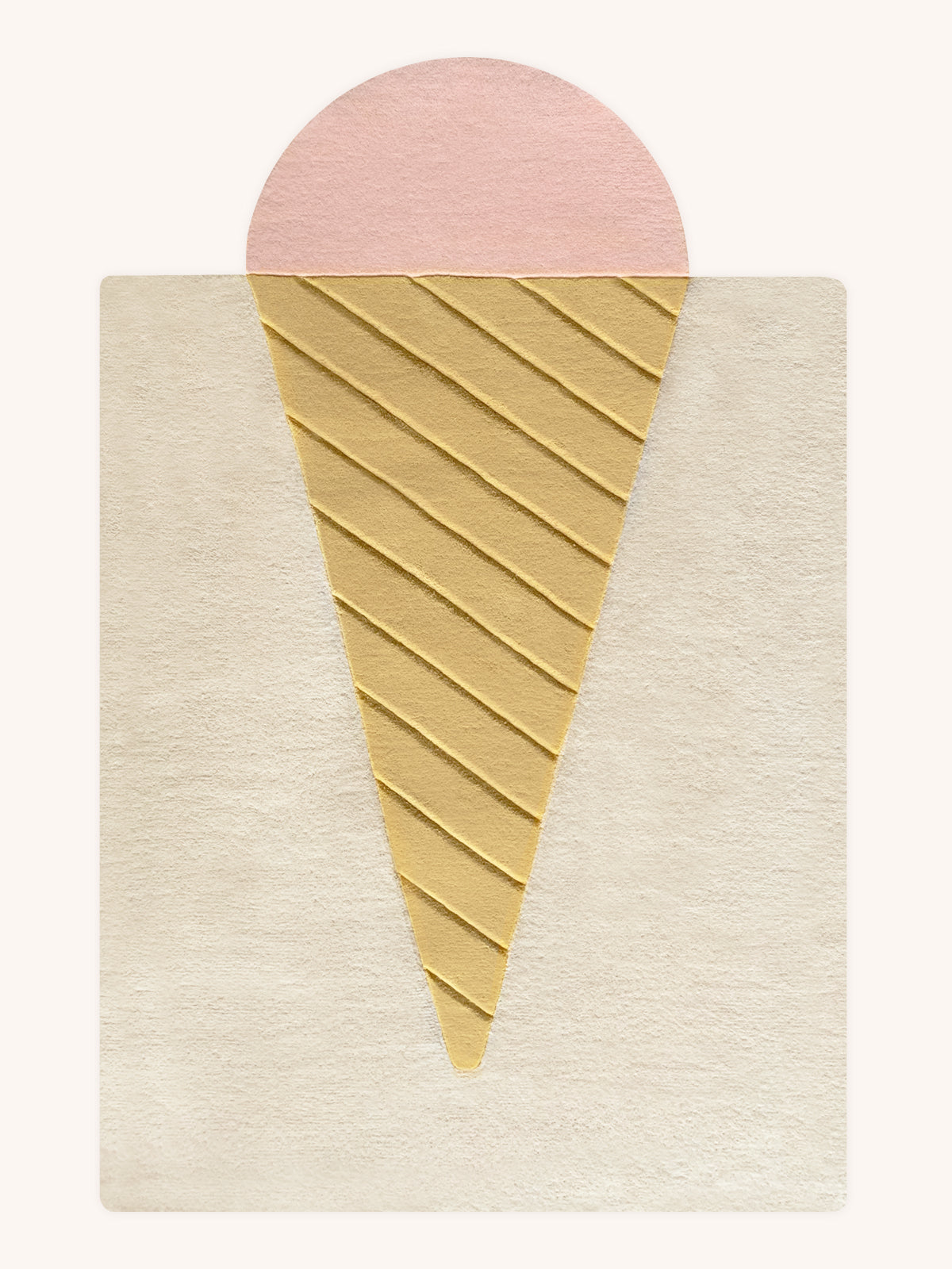 Rug Ice Cream Cream / Pink And Light Brown Print 4 X 5 Ft