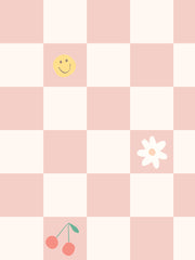 'icons Check' Wallpaper By Meri Meri - Cream Petal Pink