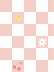 'icons Check' Wallpaper By Meri Meri - Petal Pink