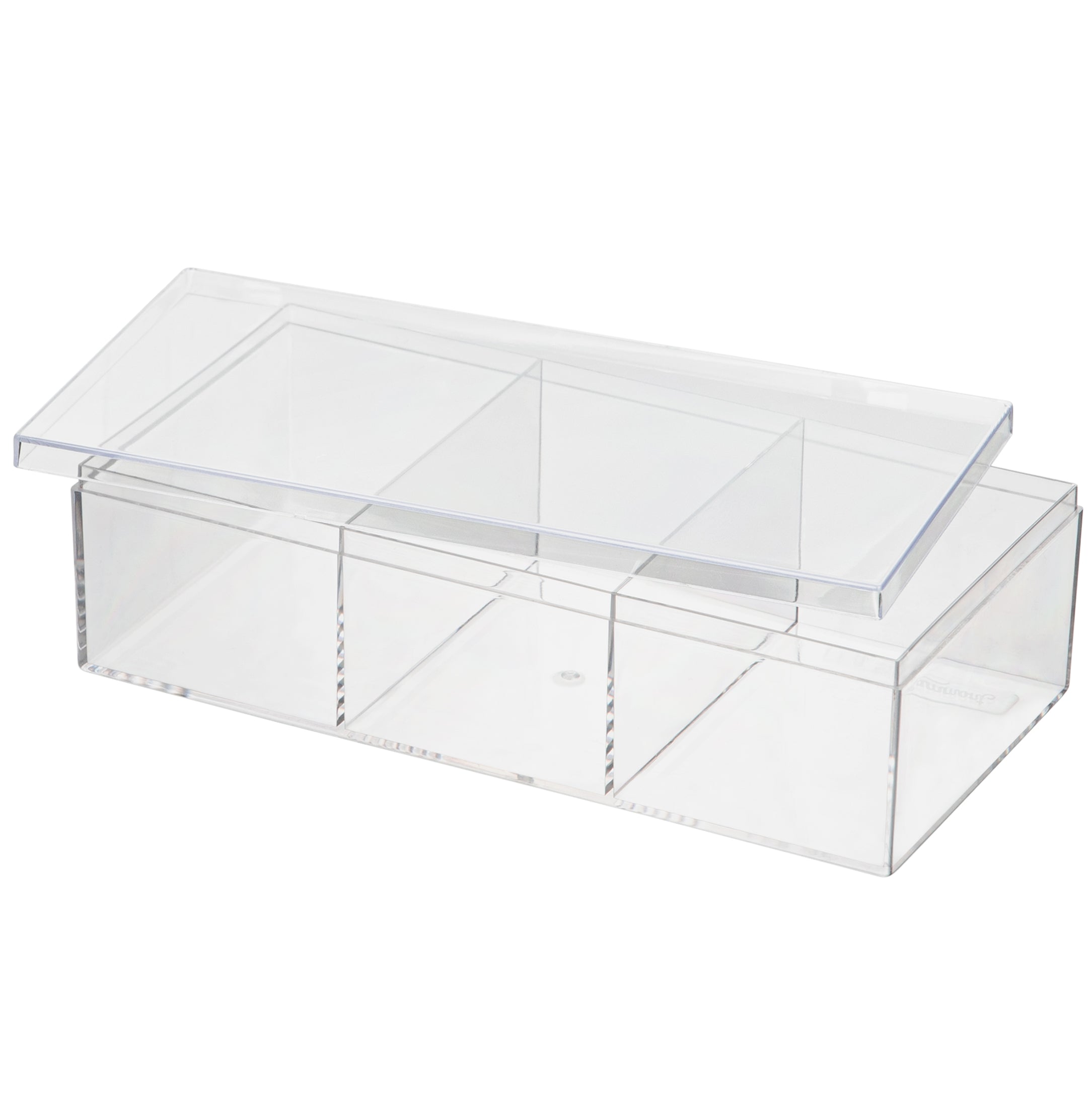 Clear Acrylic Boxes 7.5"x3.75"x2" Three Sectional 8 Pack