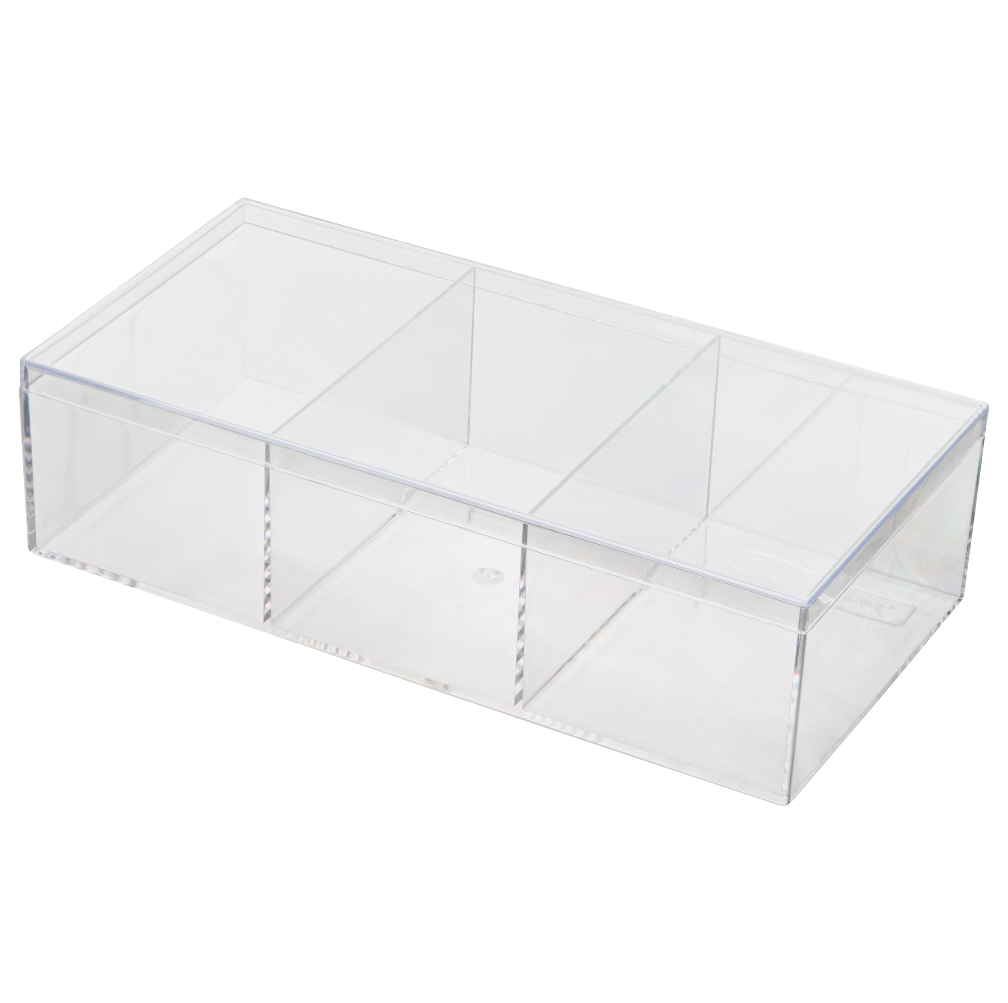 Clear Acrylic Boxes 7.5"x3.75"x2" Three Sectional 8 Pack