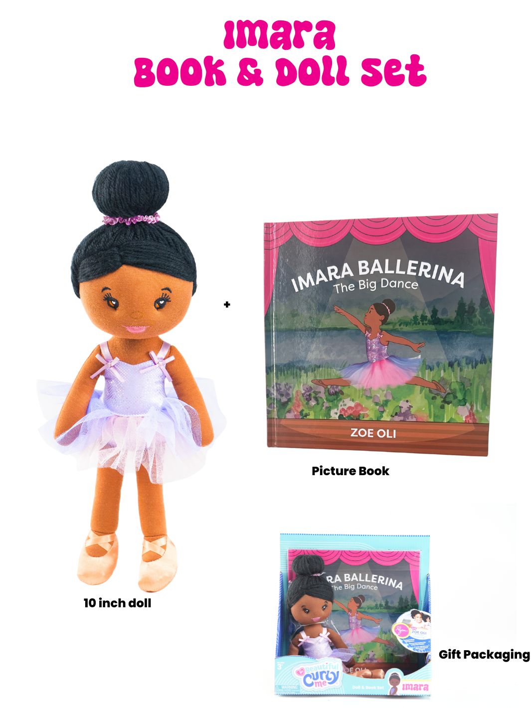 Imara Ballerina 10 Inch Plush Doll & Storybook Set