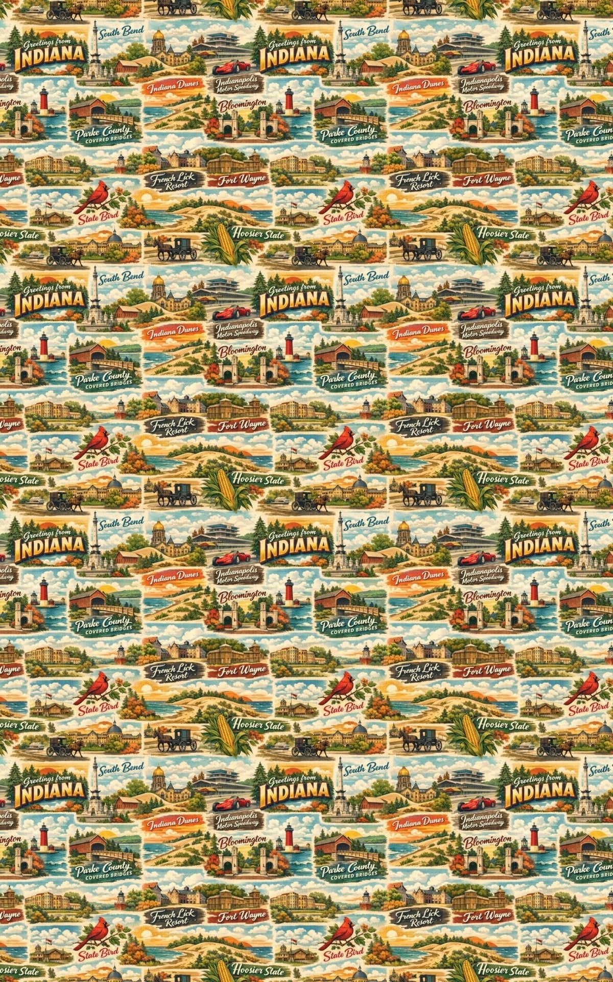 Indiana Postcard Memories Wrapping Paper