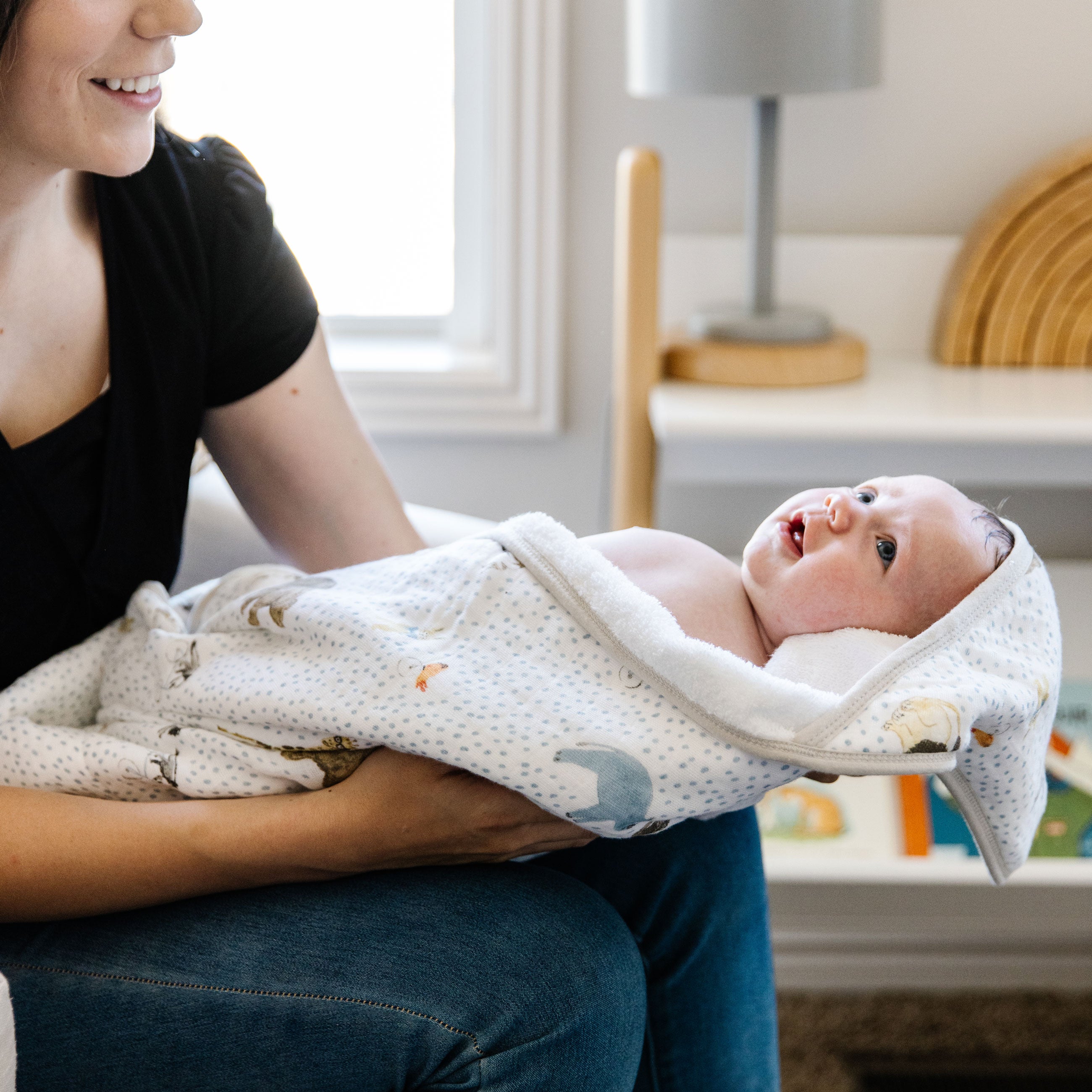Infant Hooded Towel - Party Animals