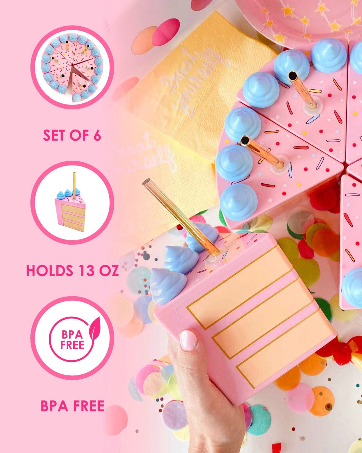 Piece Of Cake Sipper Set (set Of 6)