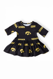 Iowa Black Tigerhawk 3/4 Sleeve Twirl Bodysuit