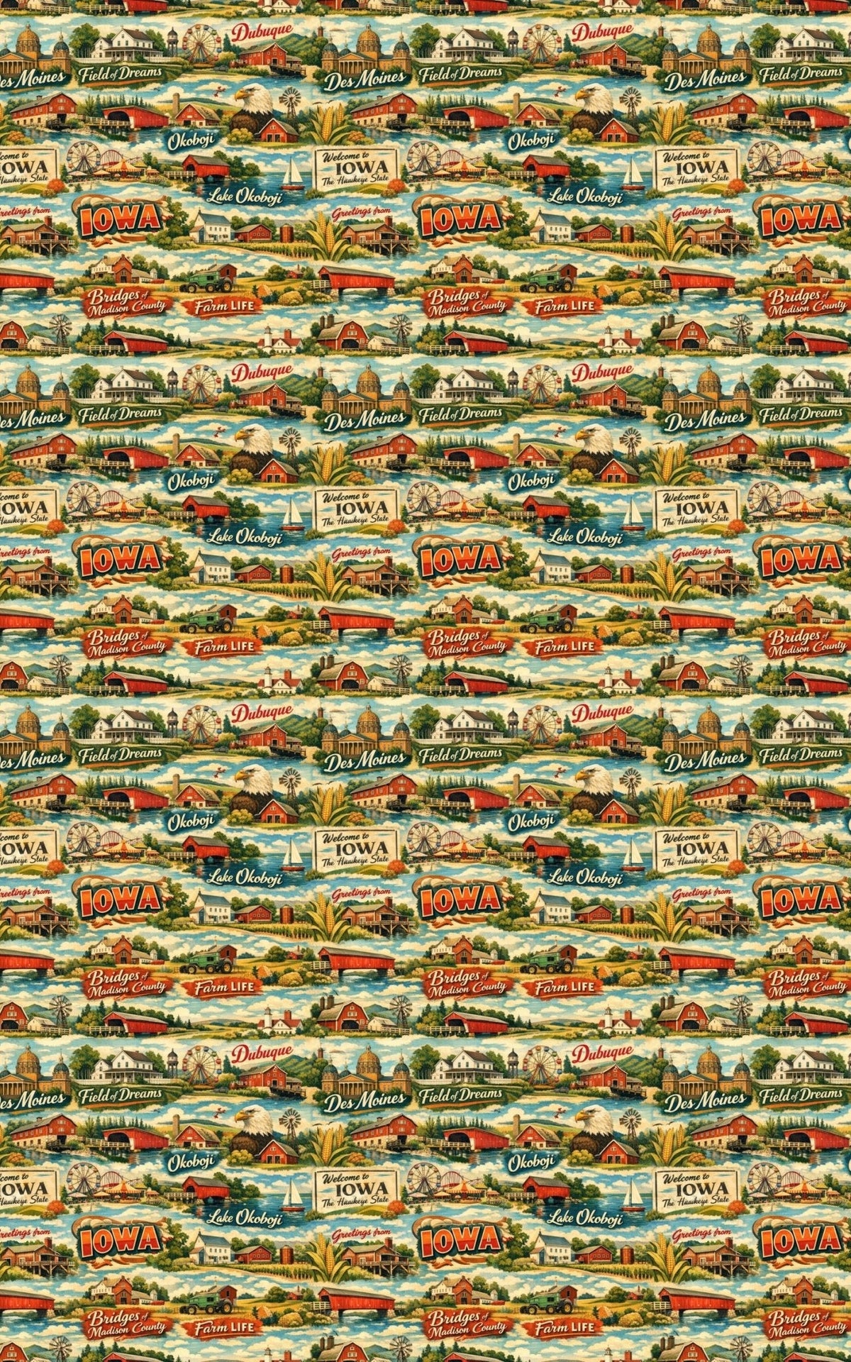 Iowa Postcard Memories Wrapping Paper