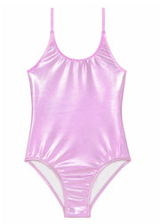 Metallic Pink Adjustable Straps Swimsuit