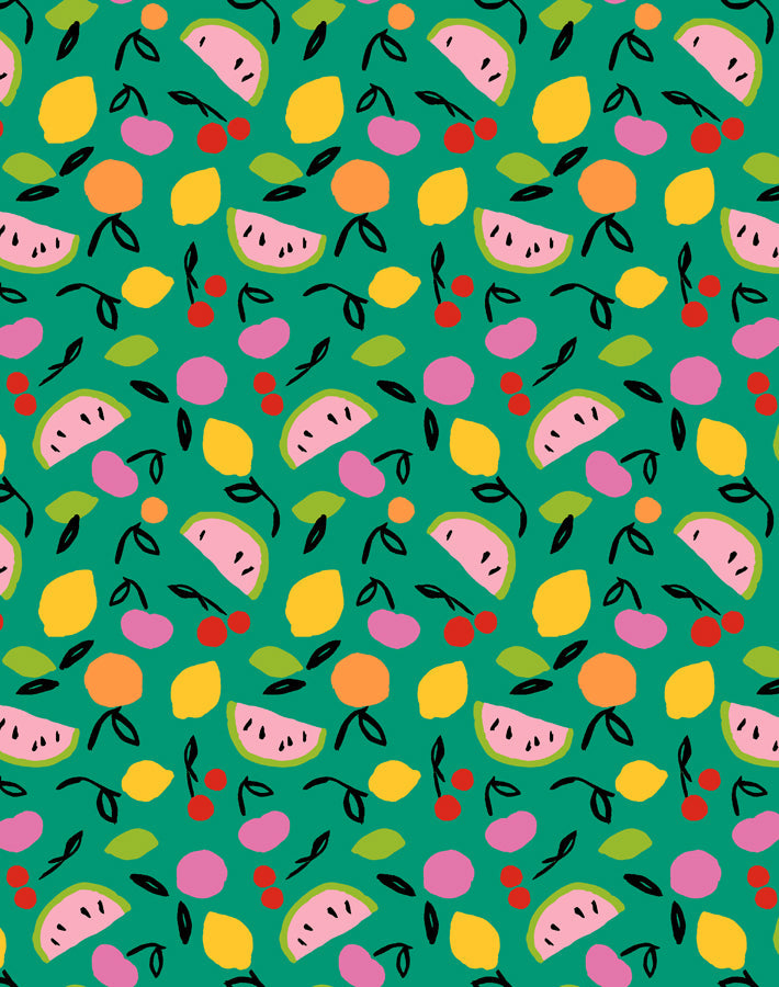 'island Fruits' Wallpaper By Tea Collection - Emerald
