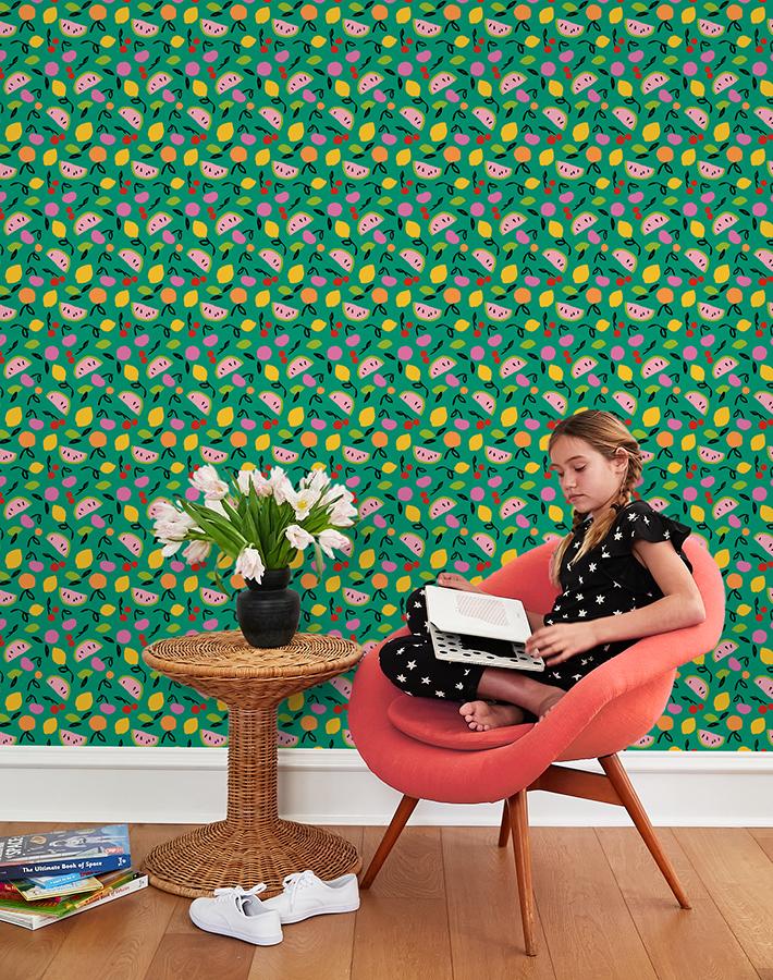 'island Fruits' Wallpaper By Tea Collection - Emerald