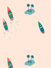 'island Boats' Wallpaper By Tea Collection - Peach