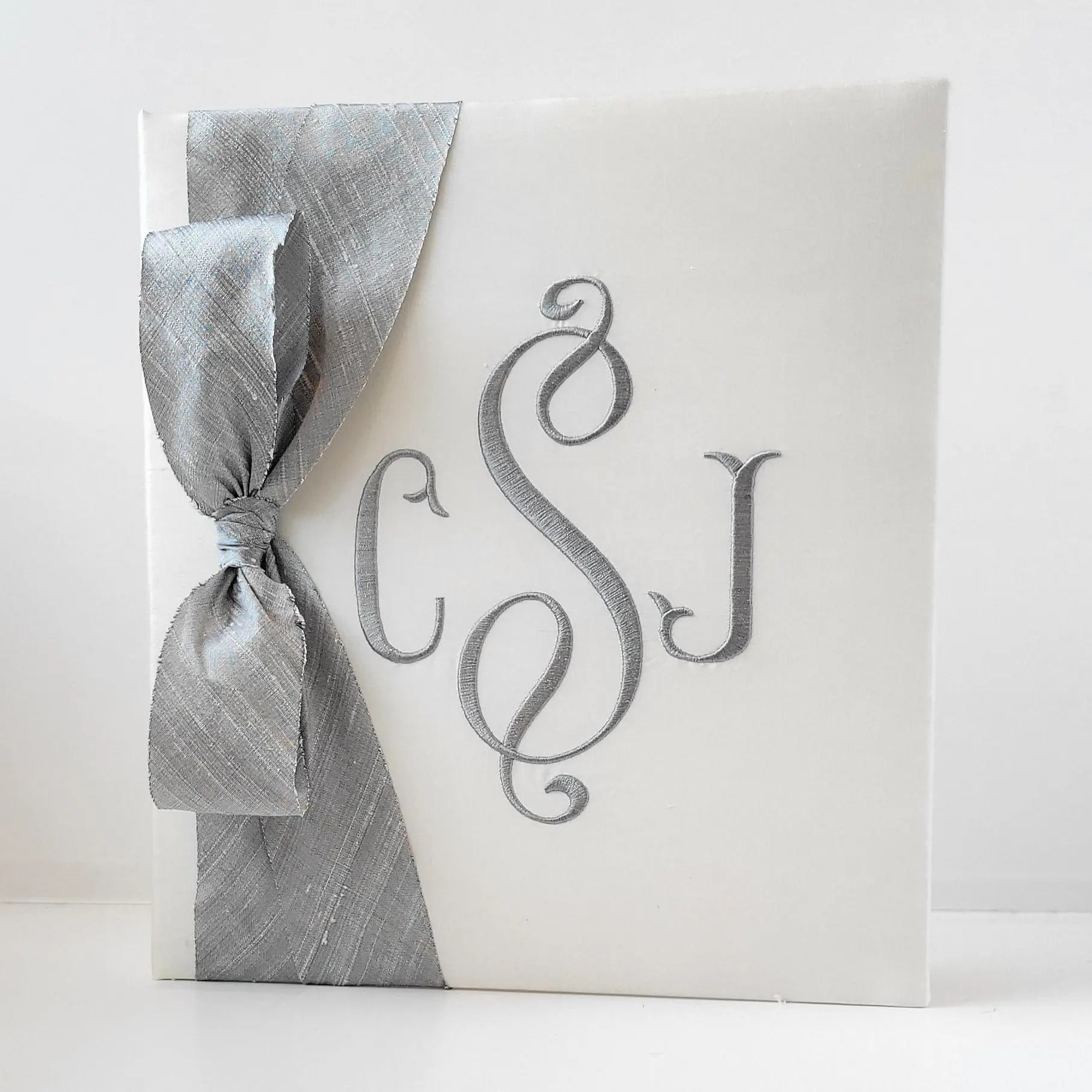 Baby Memory Book - Ivory Silk (w/ Silk Bow)