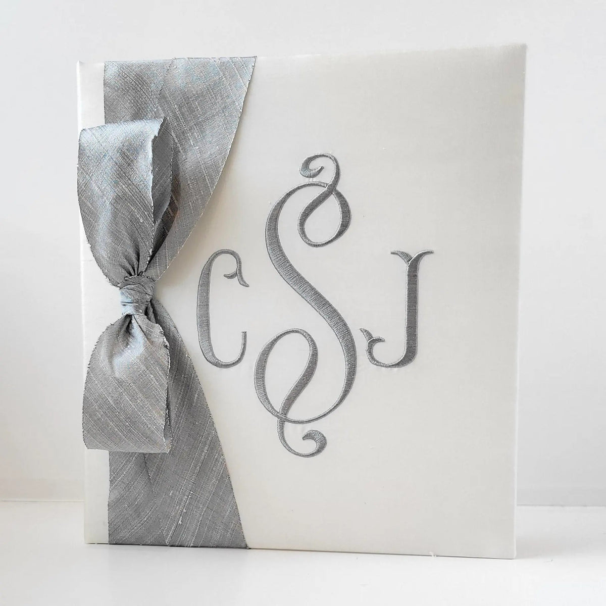 Baby Memory Book - Ivory Silk (w/ Silk Bow)