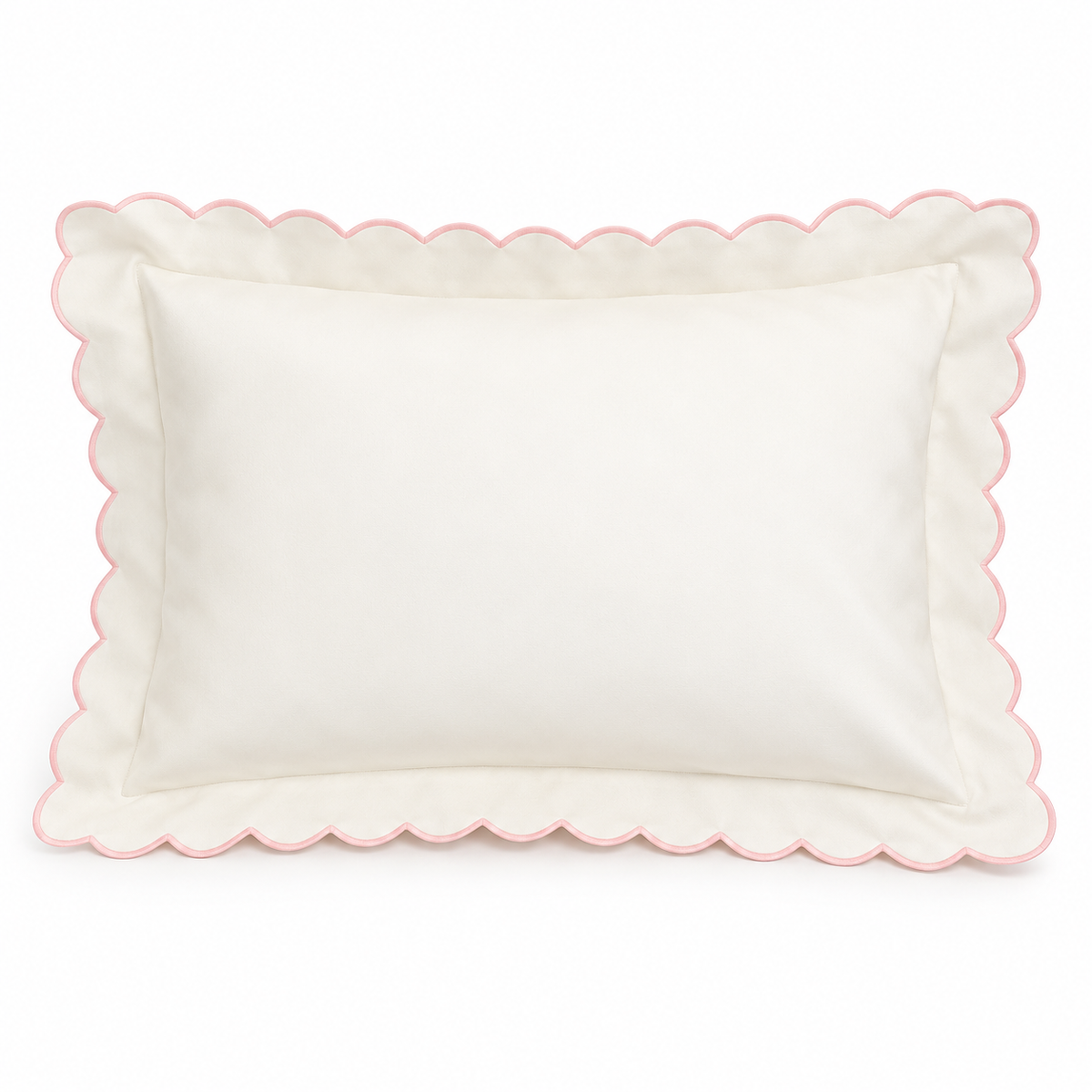 Embroidered Scallop Pillowcase - Light Pink