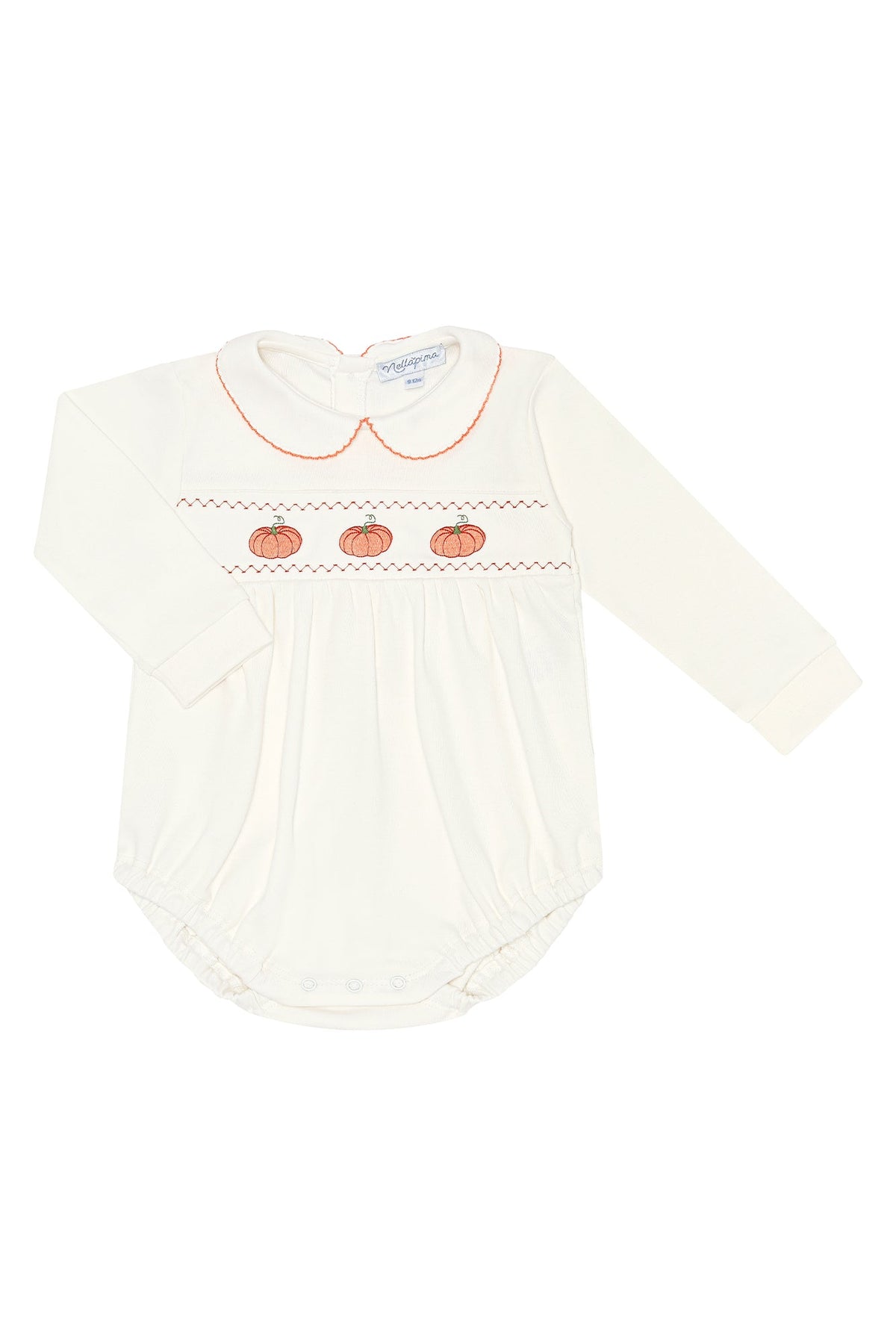 Ivory Pumpkin Patch Embroidered Bubble Ls