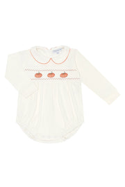 Ivory Pumpkin Patch Embroidered Bubble Ls