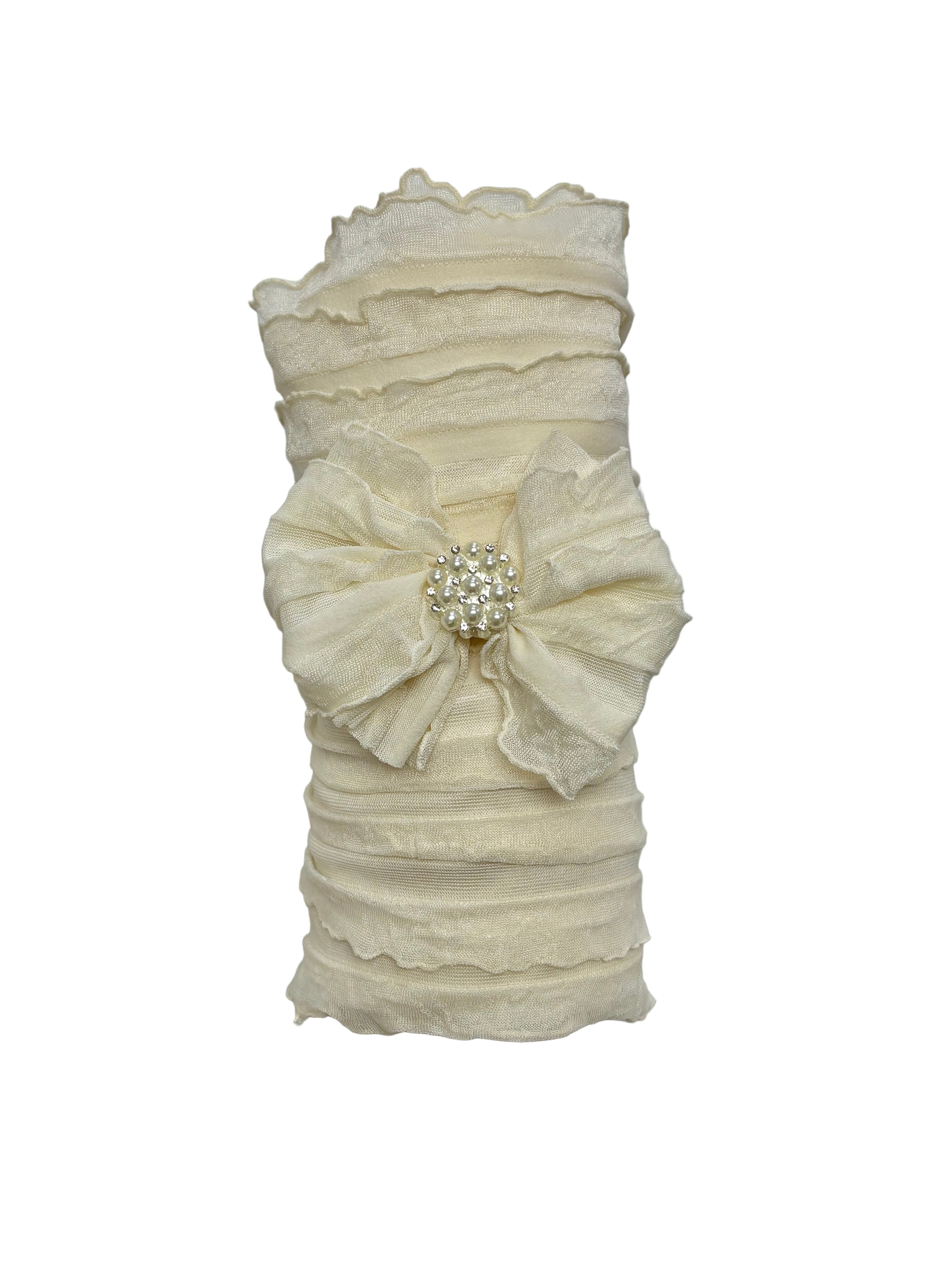 Swaddle Wrap And Skinny Mini Pearl Headband Set