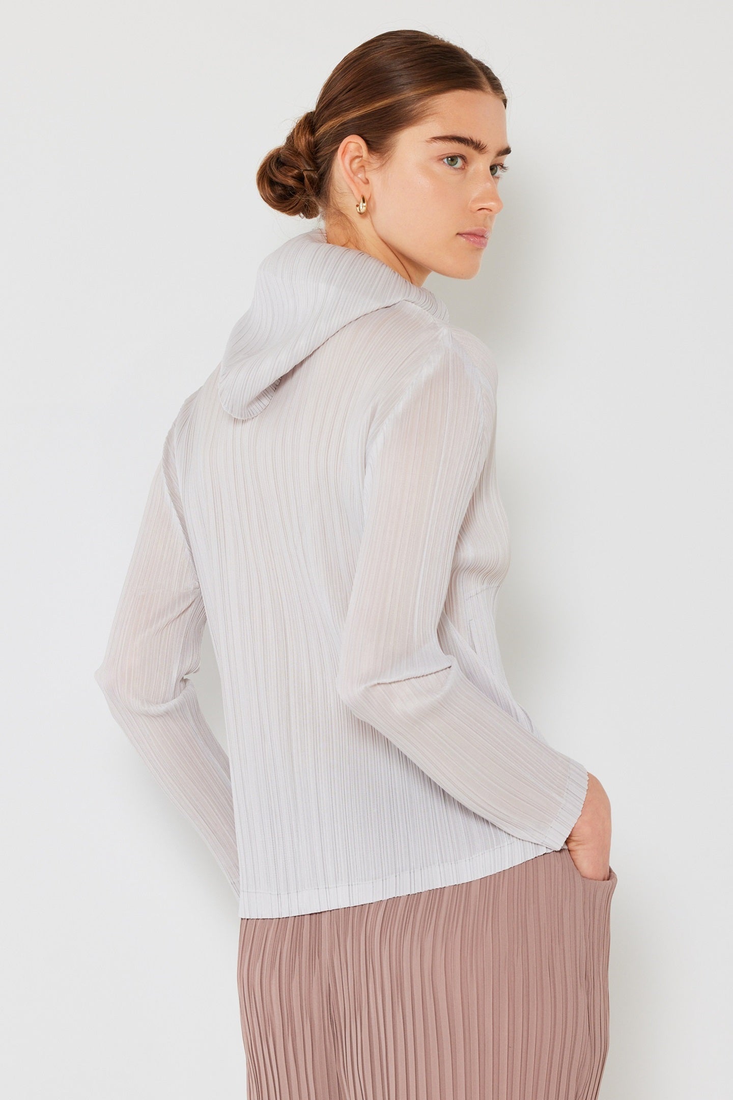 Pleated Jacket W/ Two-way Zipper - J01hd_lt. Gray
