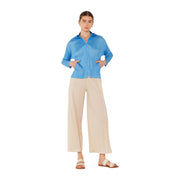 Pleated Jacket W/ Two-way Zipper - J01hd_pastel Blue