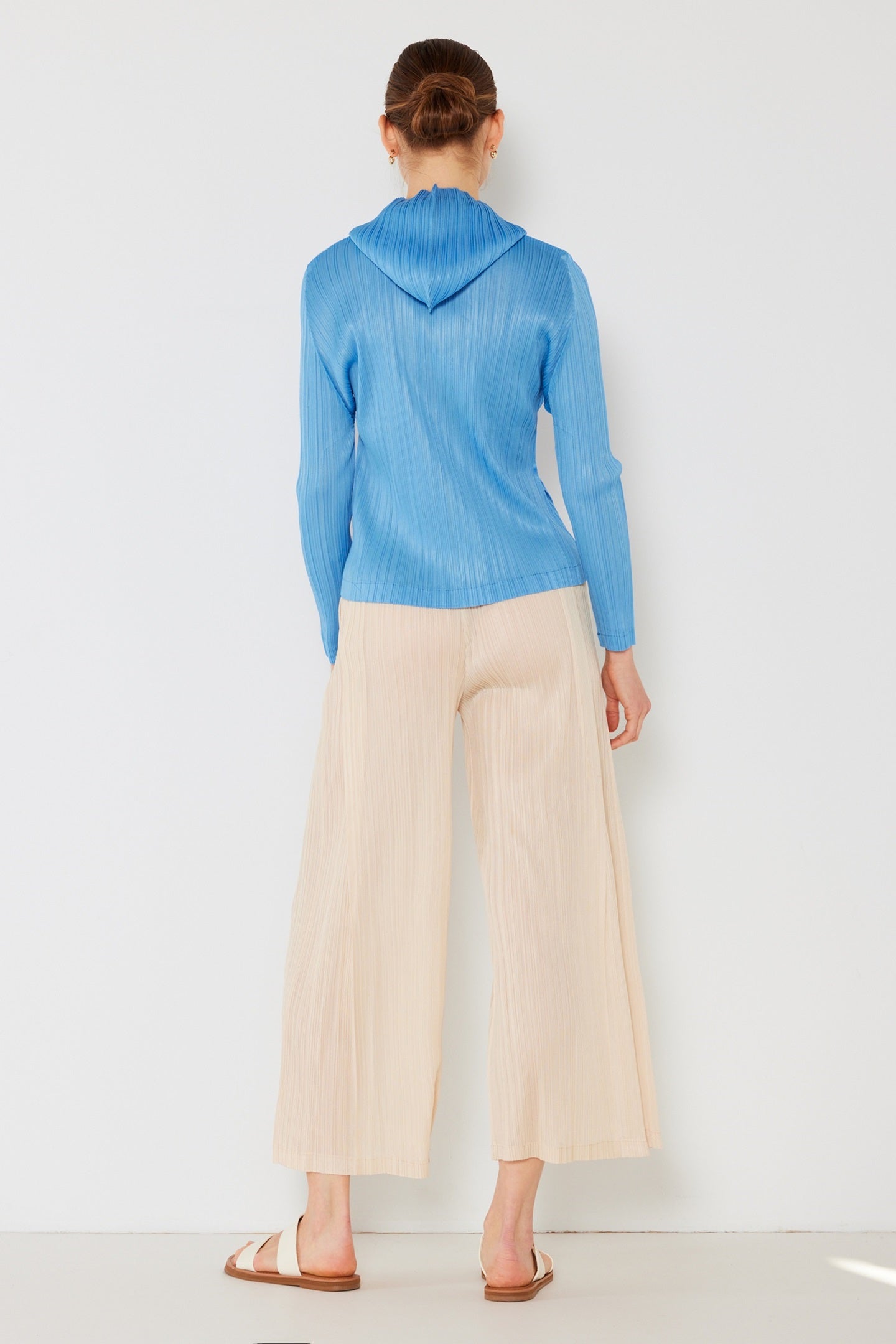 Pleated Jacket W/ Two-way Zipper - J01hd_pastel Blue