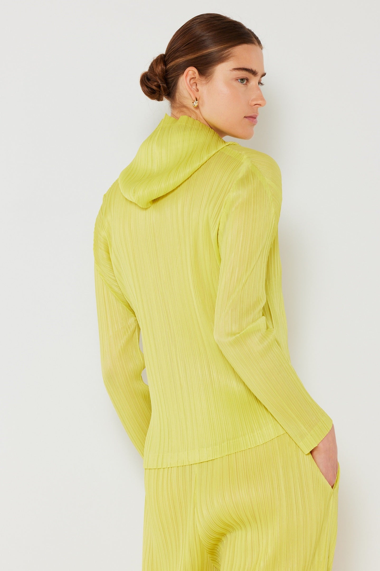 Pleated Jacket W/ Two-way Zipper - J01hd_lime