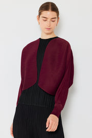Pleated Puff Sleeve Bolero Jacket - J04sr_wine