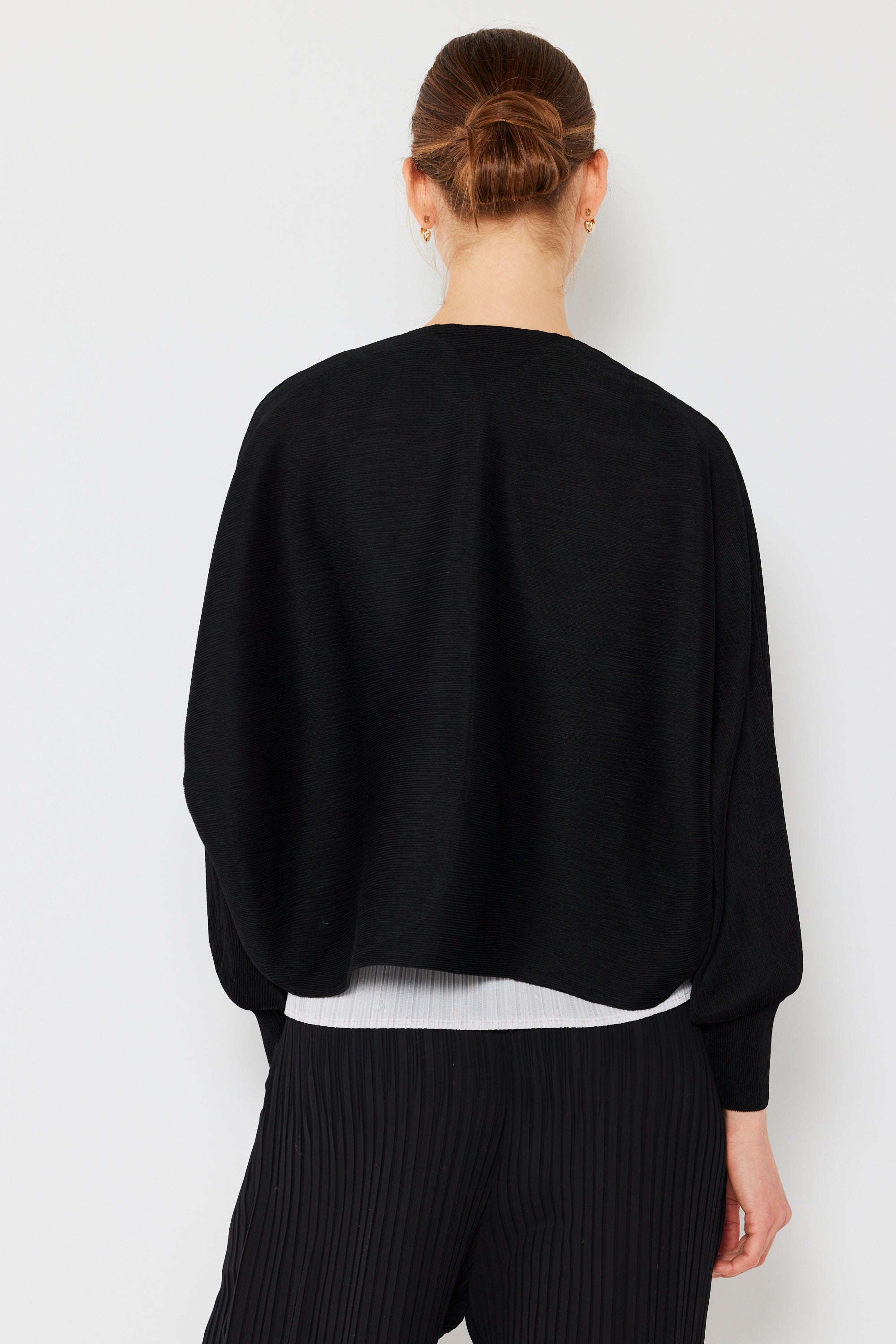 Pleated Puff Sleeve Bolero Jacket - J04sr_black