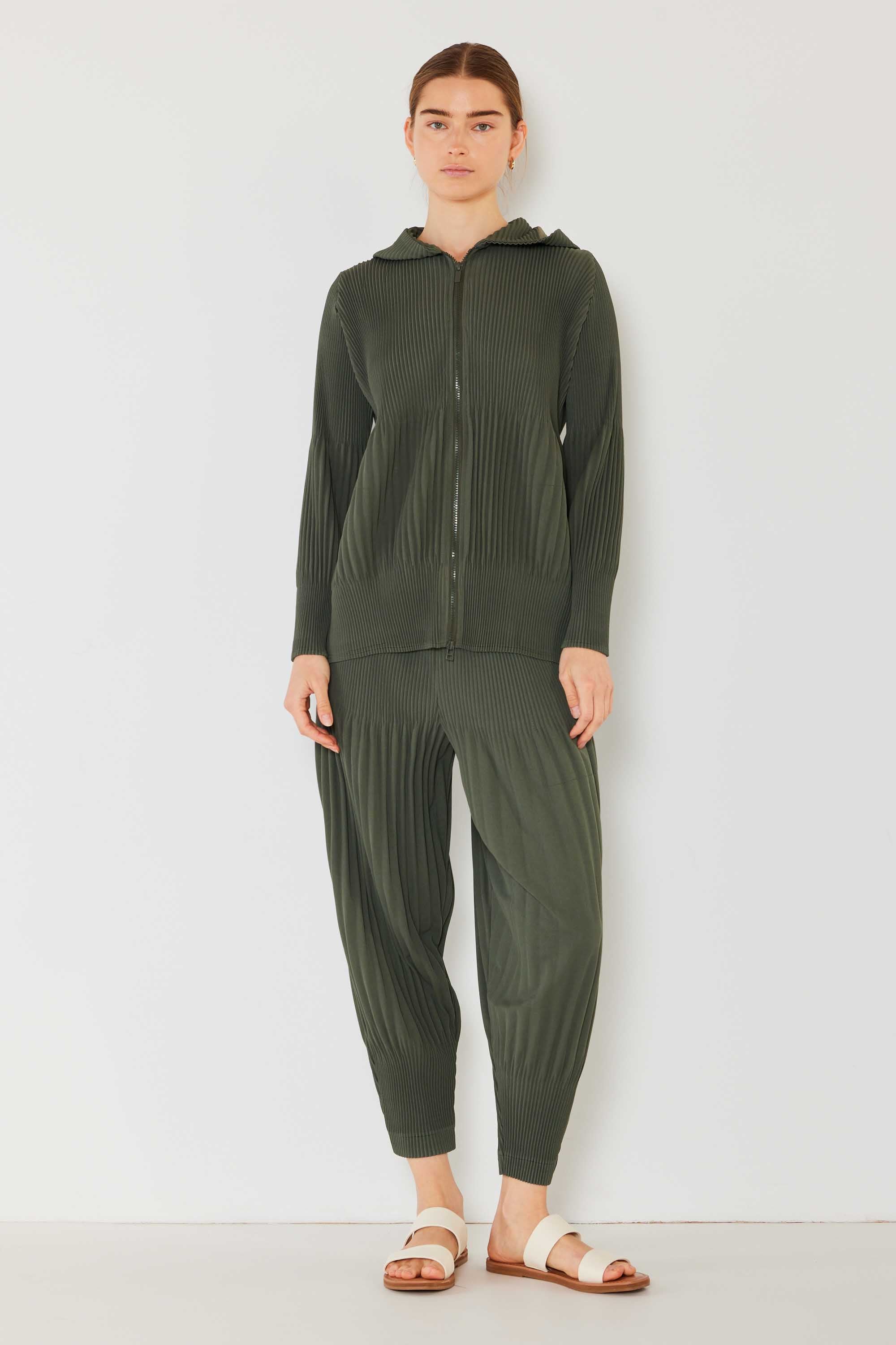 Pleated Unisex Plisse Pants - P05ad_army Green