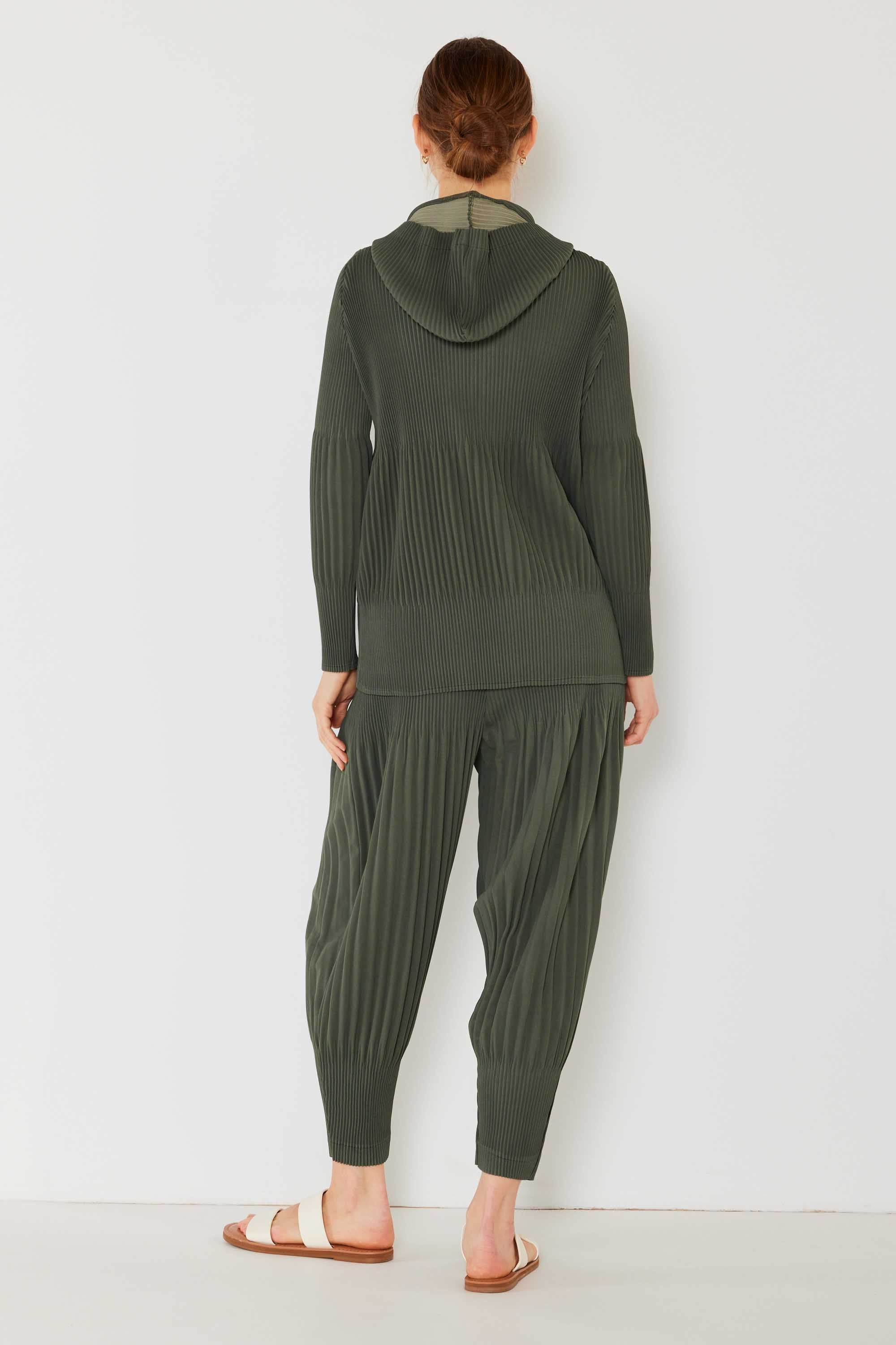 Pleated Unisex Plisse Jacket W/2 Way Zipper - J05hd_army Green